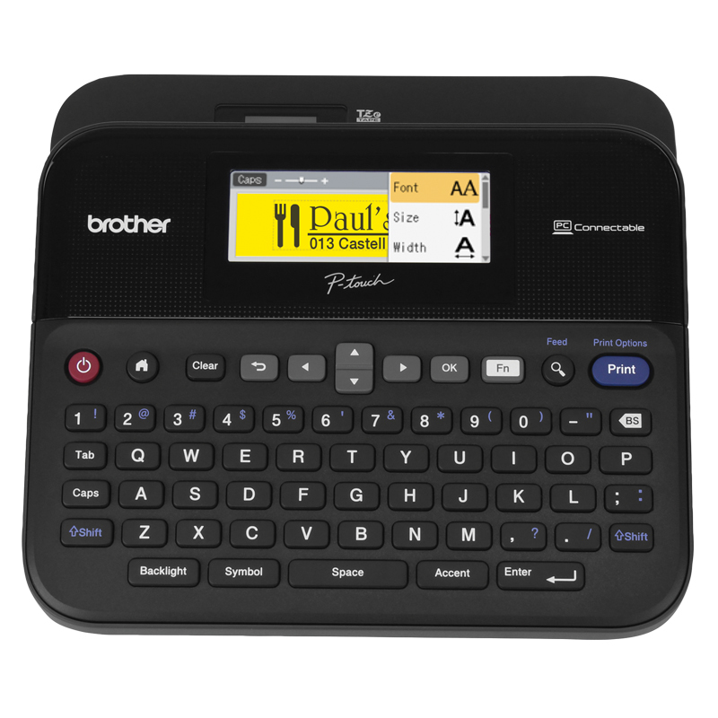 Brother P-Touch PT-D600 - Labelmaker - B/W - thermal transfer - 0.94 in width - 180 x 360 dpi - up to 70.9 inch/min - USB - cutter - 7 line printing - black, dark gray