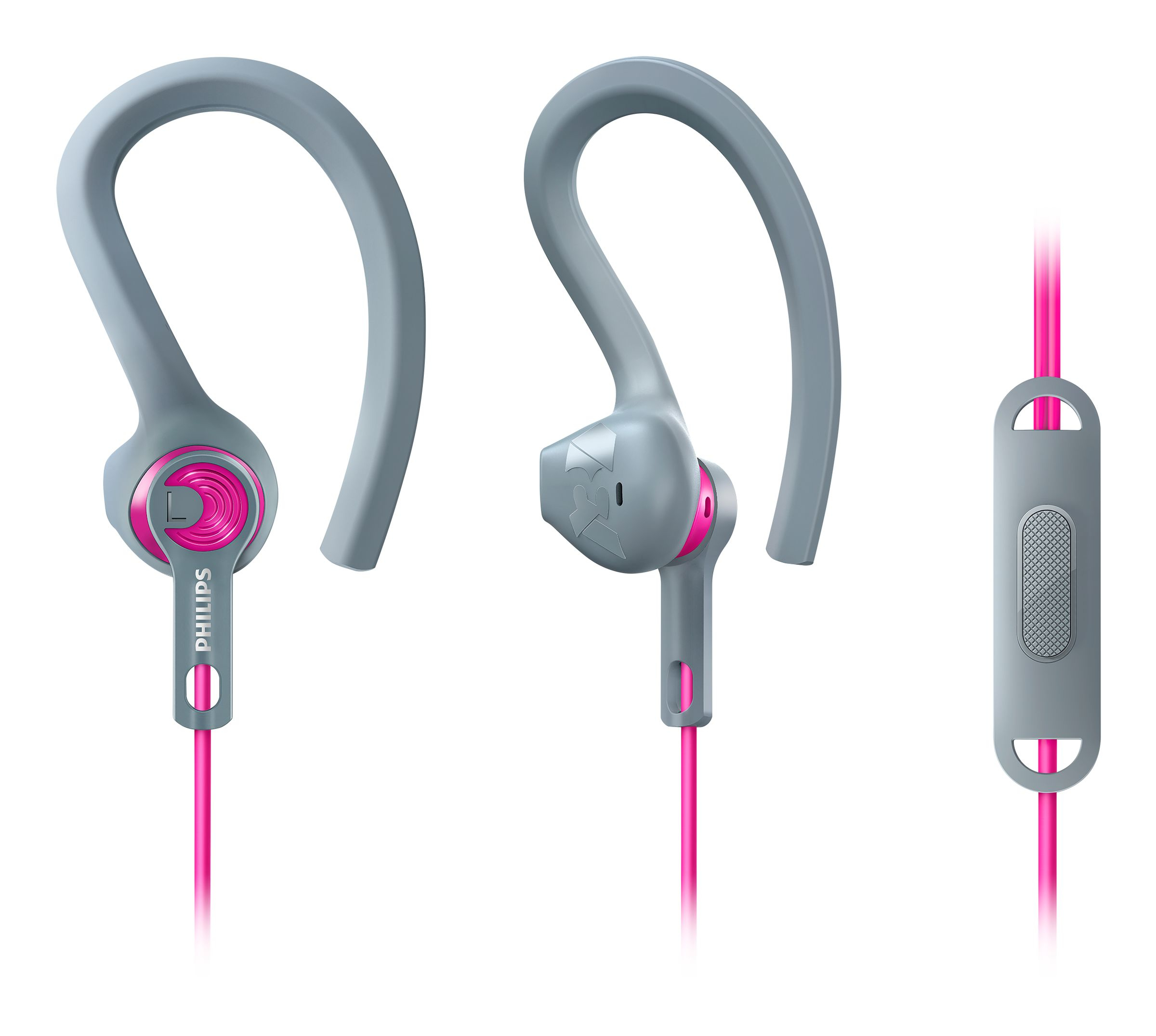 Philips ActionFit SHQ1555PK/10 headphones/headset Wired Ear-hook, In-ear Grey, Pink