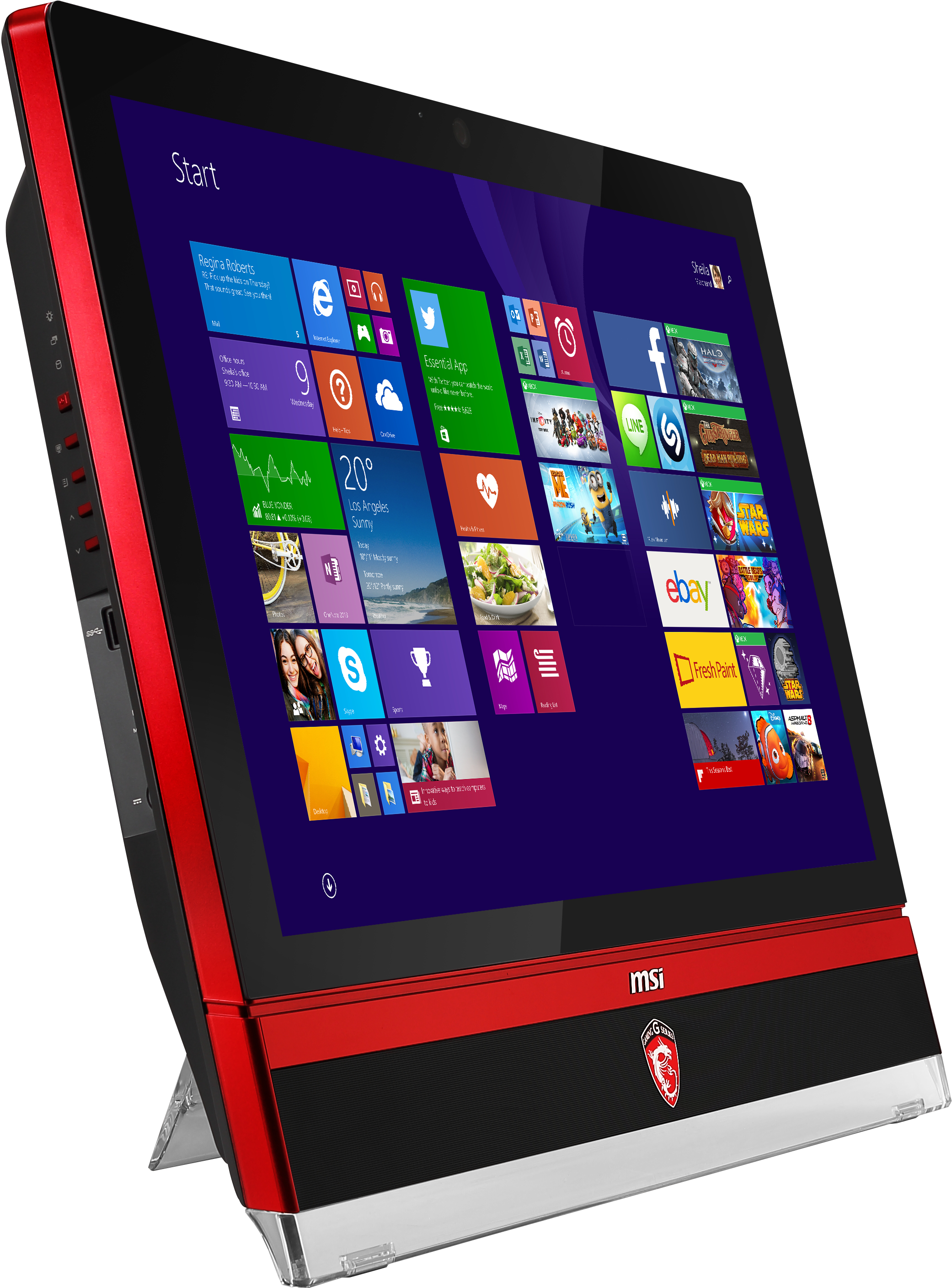 MSI Wind Top AG270 2QE-037US All-in-One PC/workstation Intel® Core™ i7 i7-4870HQ 68.6 cm (27″) 1920 x 1080 pixels Touchscreen 12 GB DDR3L-SDRAM 2 TB HDD NVIDIA® GeForce® GTX 980M Windows 8.1 Wi-Fi 5 (802.11ac) Black, Red image 10