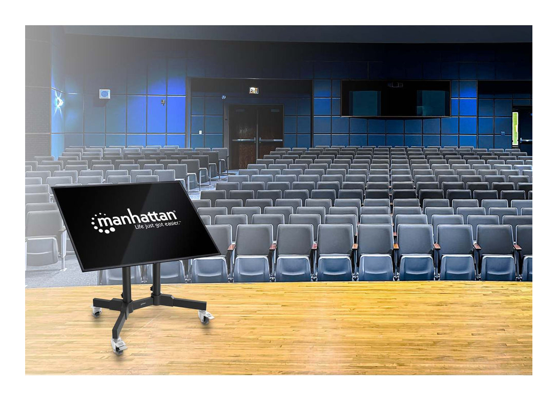 Manhattan Holds One 23" to 70" TV up to 40 kg (88 lbs.), +45° Tilt, Low Height Ideal for Stages and Presenter Notes, Black – image 2