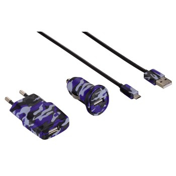 Hama 00138223 mobile device charger Universal Blue, Camouflage USB Auto, Indoor