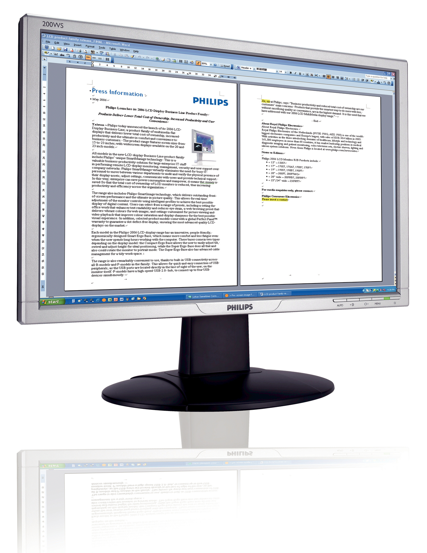 Philips LCD widescreen monitor 200WS8FS/00