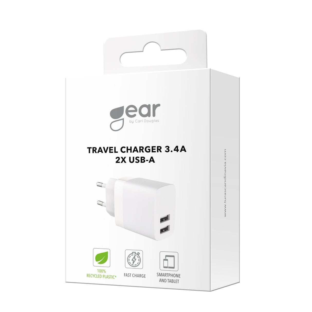 Gear Charger 220V 2xUSB-A 3,4A White – image 2