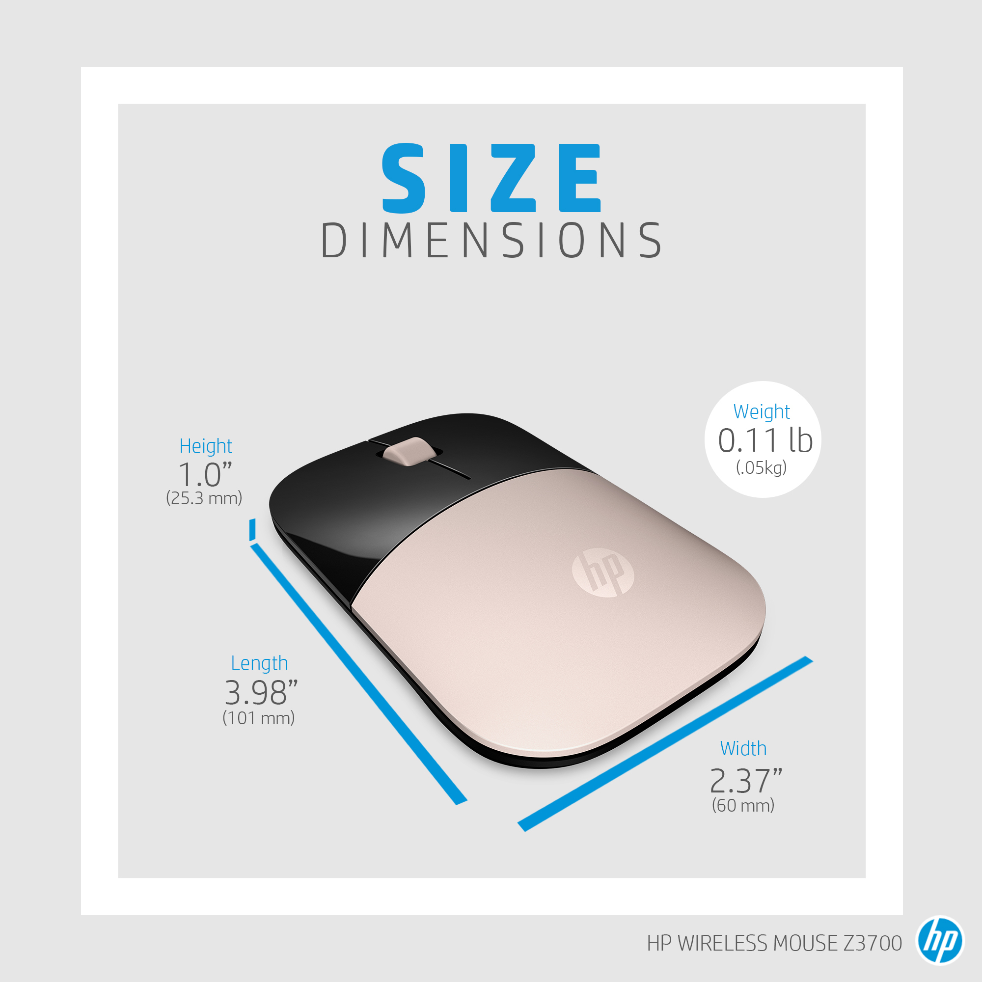 HP Z3700 Blue Wireless Mouse – image 3
