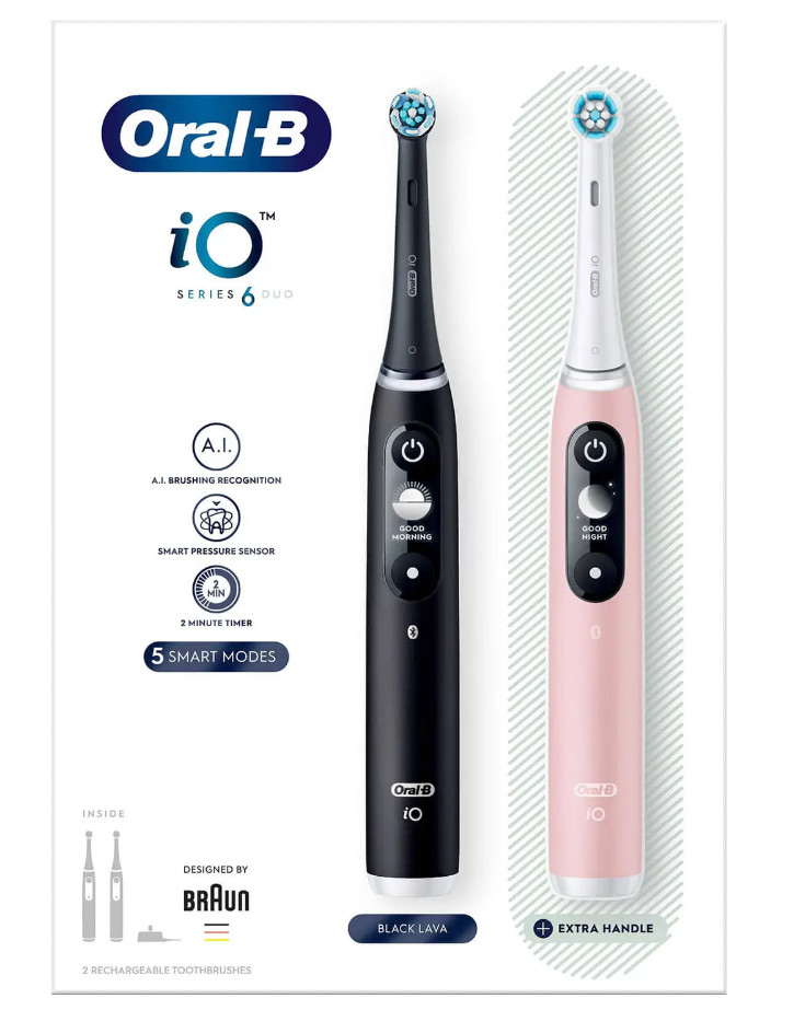 Oral-B iO 6 Adulto Spazzolino rotante Nero, Rosa