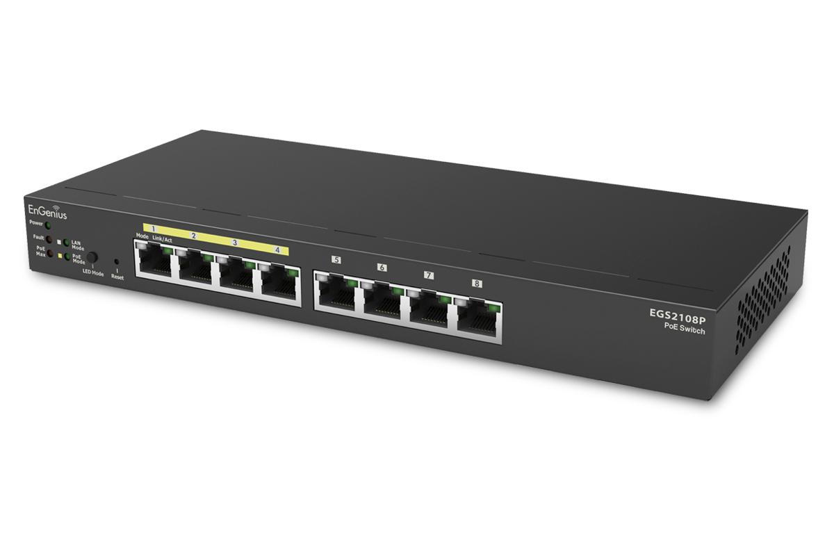 EnGenius EGS2108P network switch L2 Gigabit Ethernet (10/100/1000) Power over Ethernet (PoE) Black – image 2