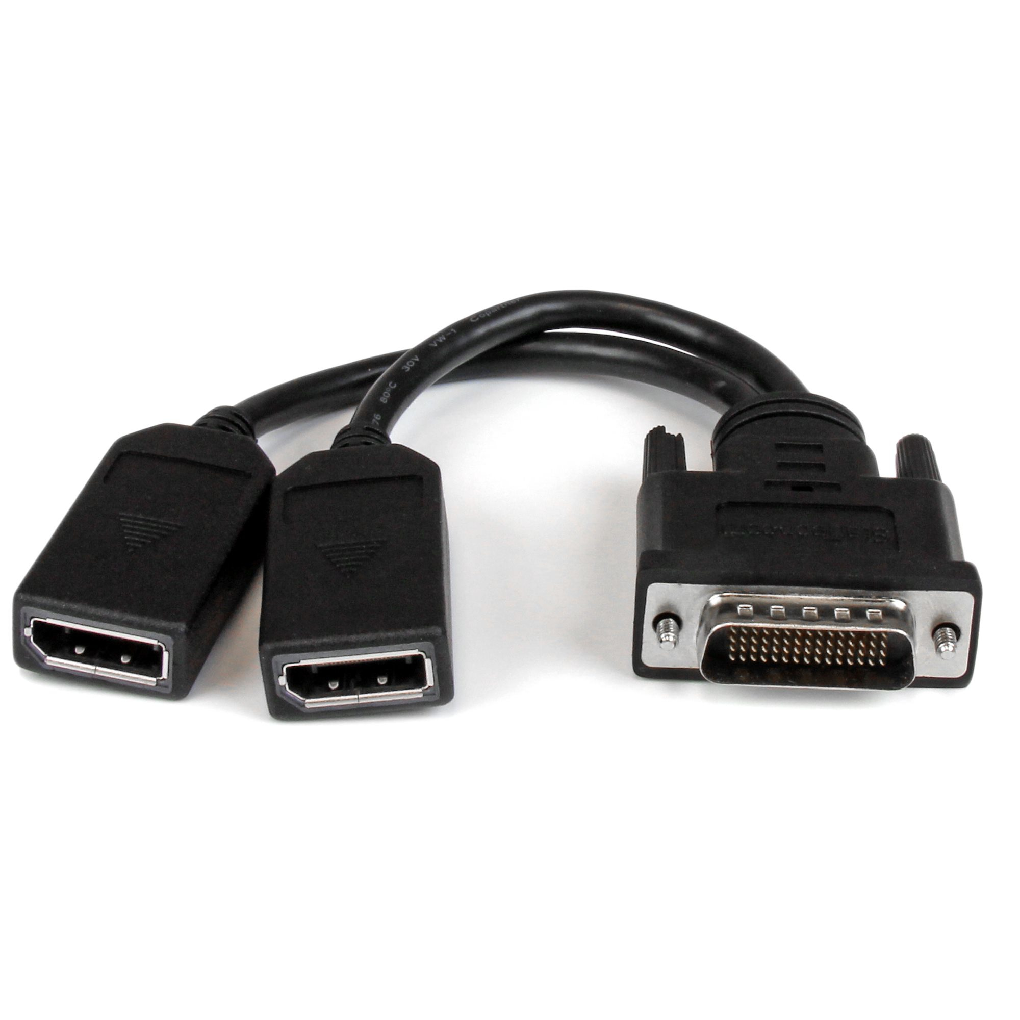 StarTech.com DMS-59 to DisplayPort - 8in - DMS 59 to 2x DP - Y Cable - DMS-59 Adapter - DisplayPort Splitter Cable - LFH Cable (DMSDPDP1) - Display splitter - DisplayPort (F) to DMS-59 (M) - 20.3 cm - molded, thumbscrews - black