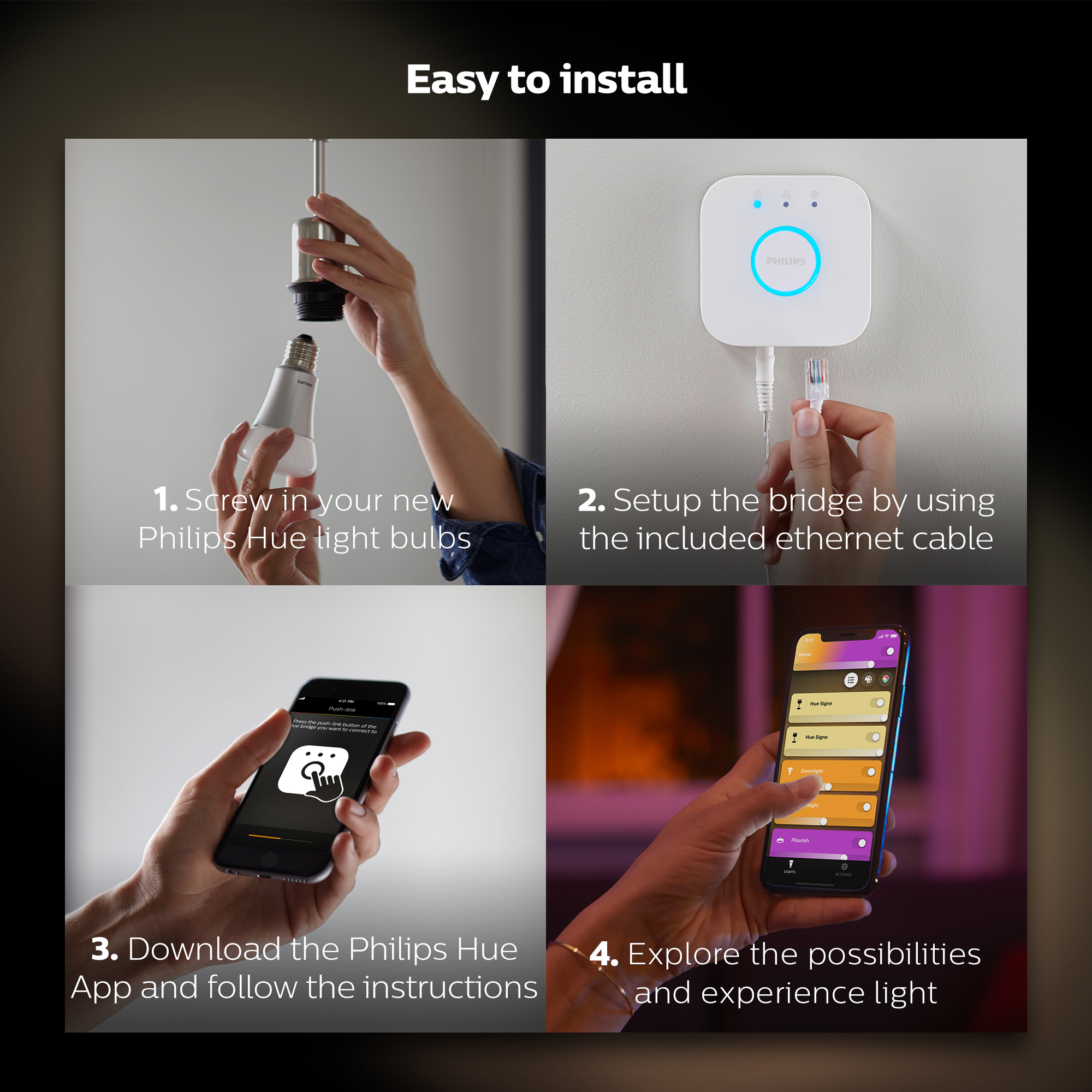 Philips by Signify Philips Hue White and colour ambience Starter kit: 2 E27 smart bulbs (1100) + dimmer switch – image 8