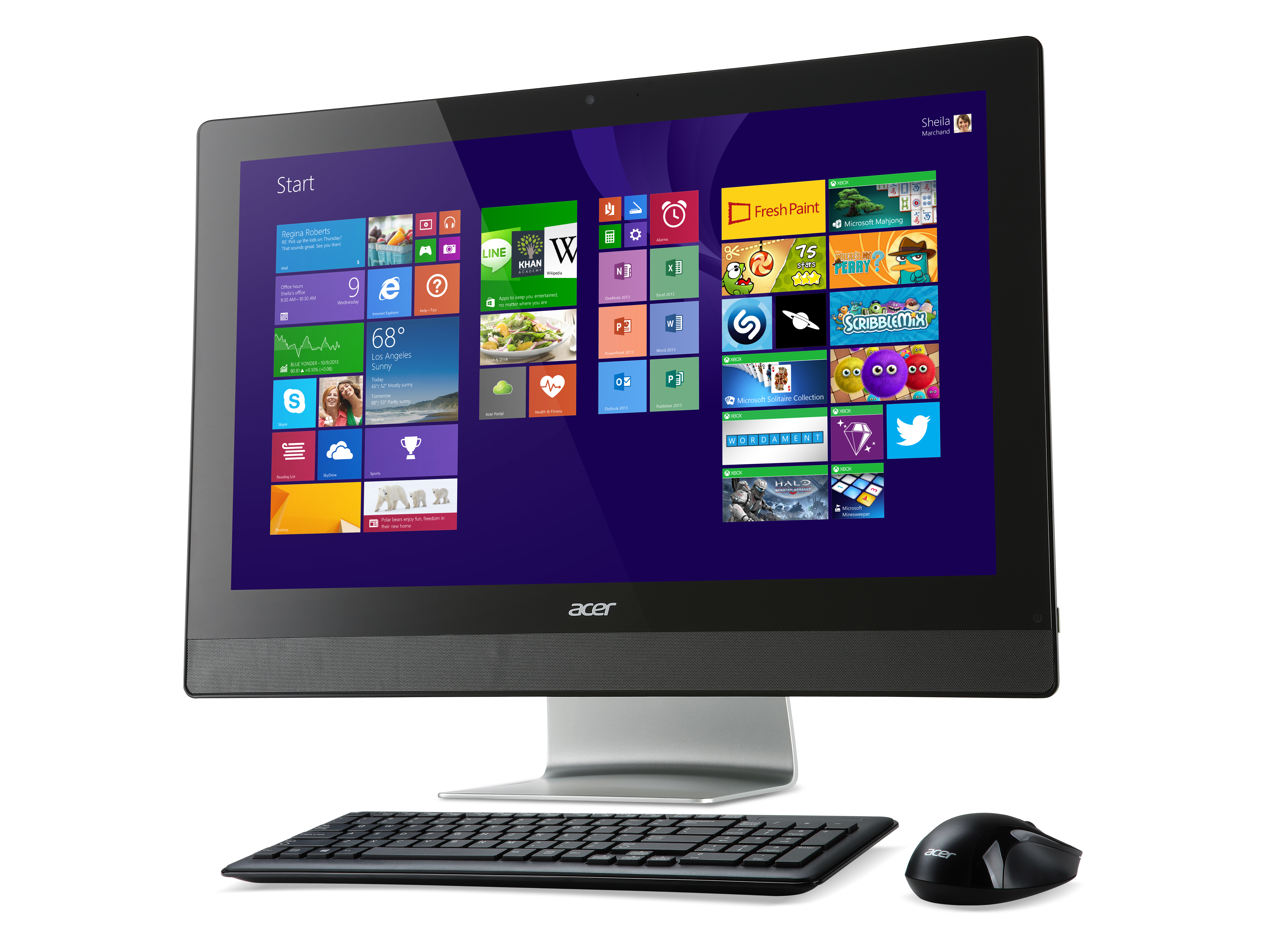 Acer Aspire Z3-615 Intel® Core™ i3 i3-4160T 59.9 cm (23.6″) 1920 x 1080 pixels Touchscreen All-in-One PC 4 GB DDR3-SDRAM 2 TB HDD Windows 8.1 Silver image 3
