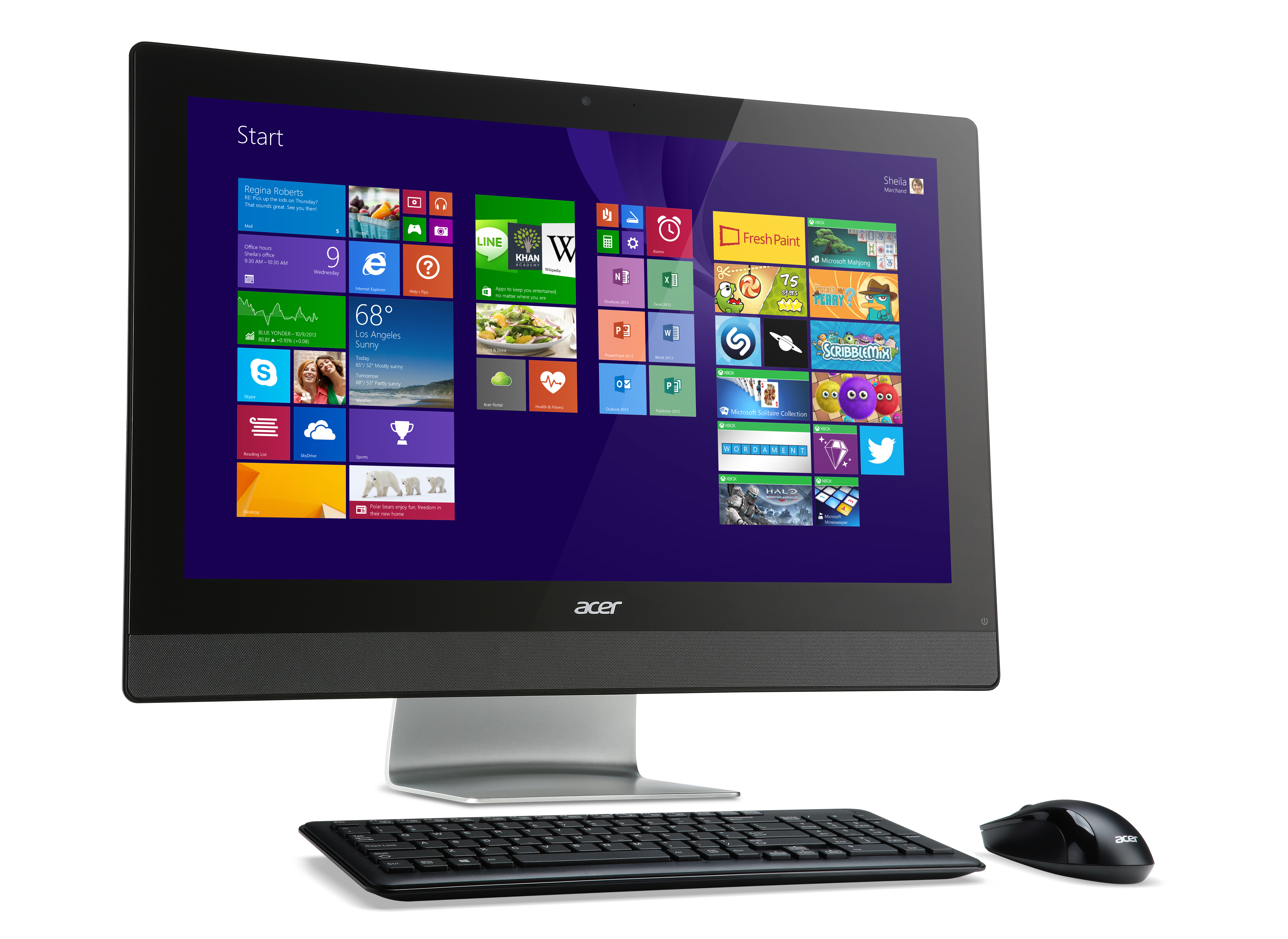 Acer Aspire Z3-615 Intel® Core™ i3 i3-4160T 59.9 cm (23.6″) 1920 x 1080 pixels Touchscreen All-in-One PC 4 GB DDR3-SDRAM 2 TB HDD Windows 8.1 Silver image 2
