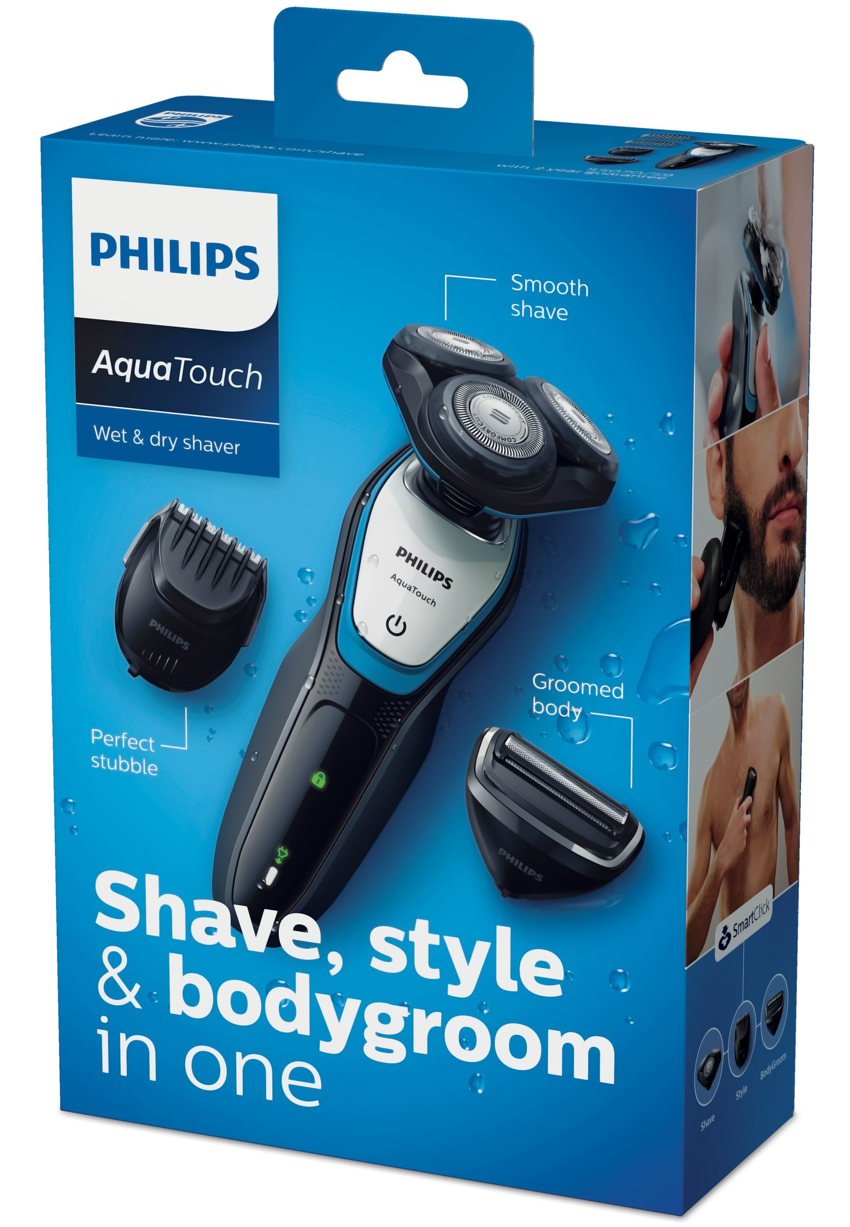 Philips AquaTouch S5070/59 men's shaver Rotation shaver Trimmer Blue, Charcoal, Silver – image 2