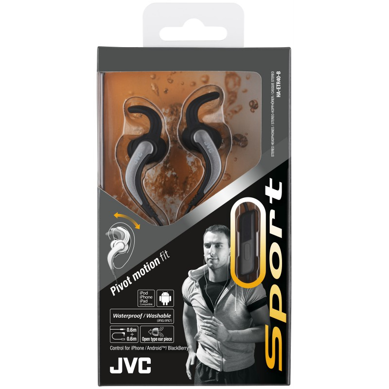 JVC HA-ETR40-B-E headphones/headset Wired In-ear Sports Black, Grey image 2