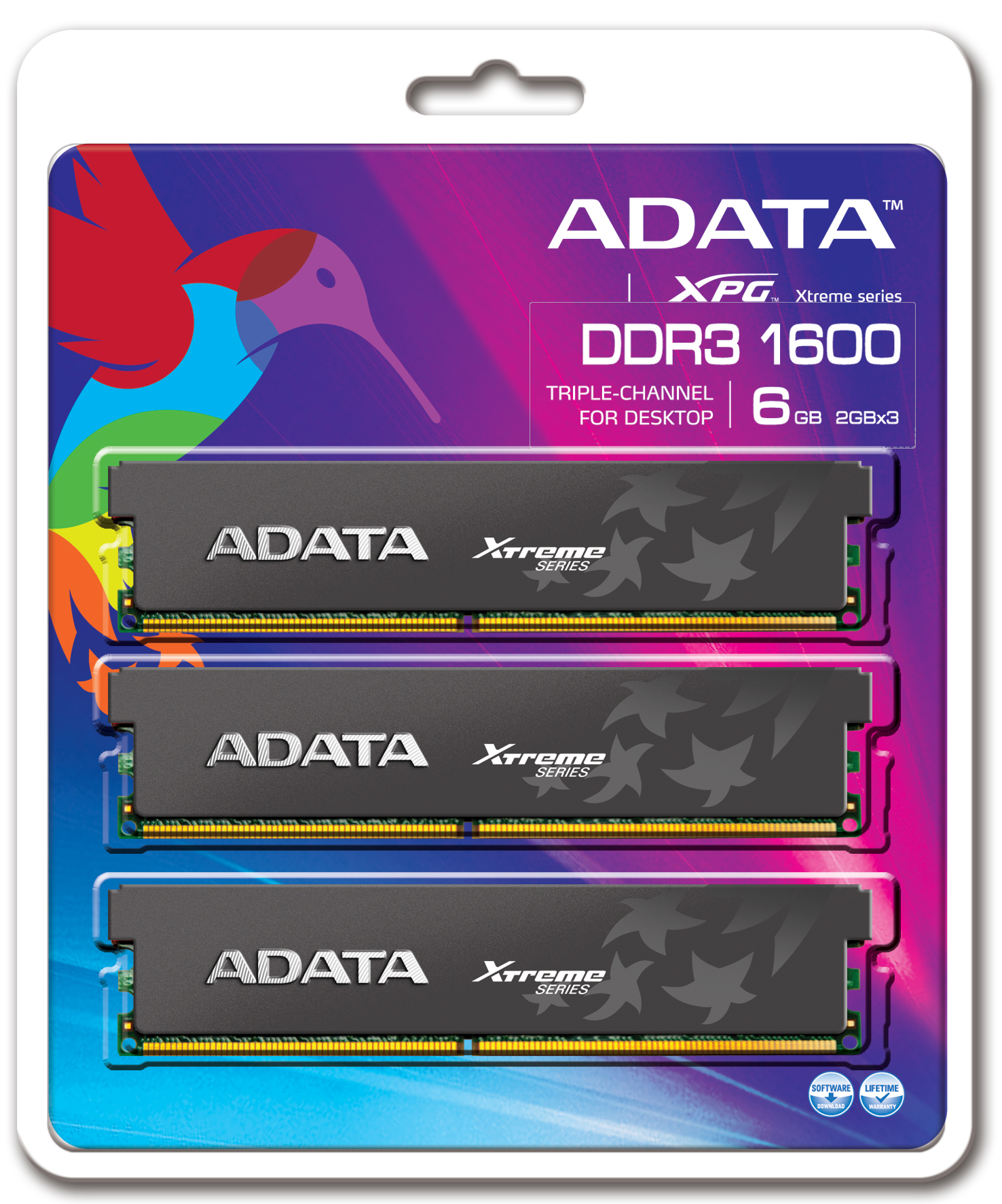ADATA XPG Xtreme Series, DDR3, 1600 MHz, CL7, 6GB (2GB x 3) – image 2