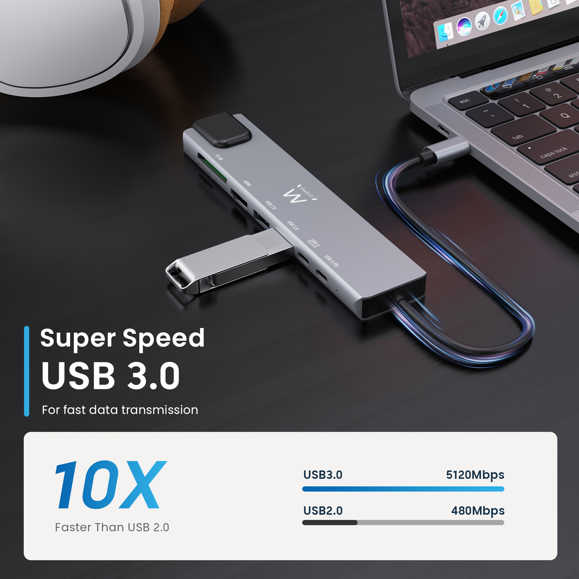 Ewent EW1146 laptop dock/port replicator Wired USB 3.2 Gen 1 (3.1 Gen 1) Type-C Grey – image 5