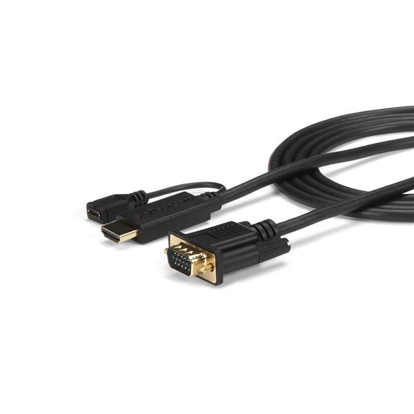 StarTech.com HDMI to VGA Cable - 3 ft / 1m - 1080p - 1920 x 1200 - Active HDMI Cable - Monitor Cable - Computer Cable (HD2VGAMM3) - Adapter cable - HDMI, Micro-USB Type B (power only) to HD-15 (VGA) male - 1 m - black - active, 1920 x 1200 (WUXGA) support