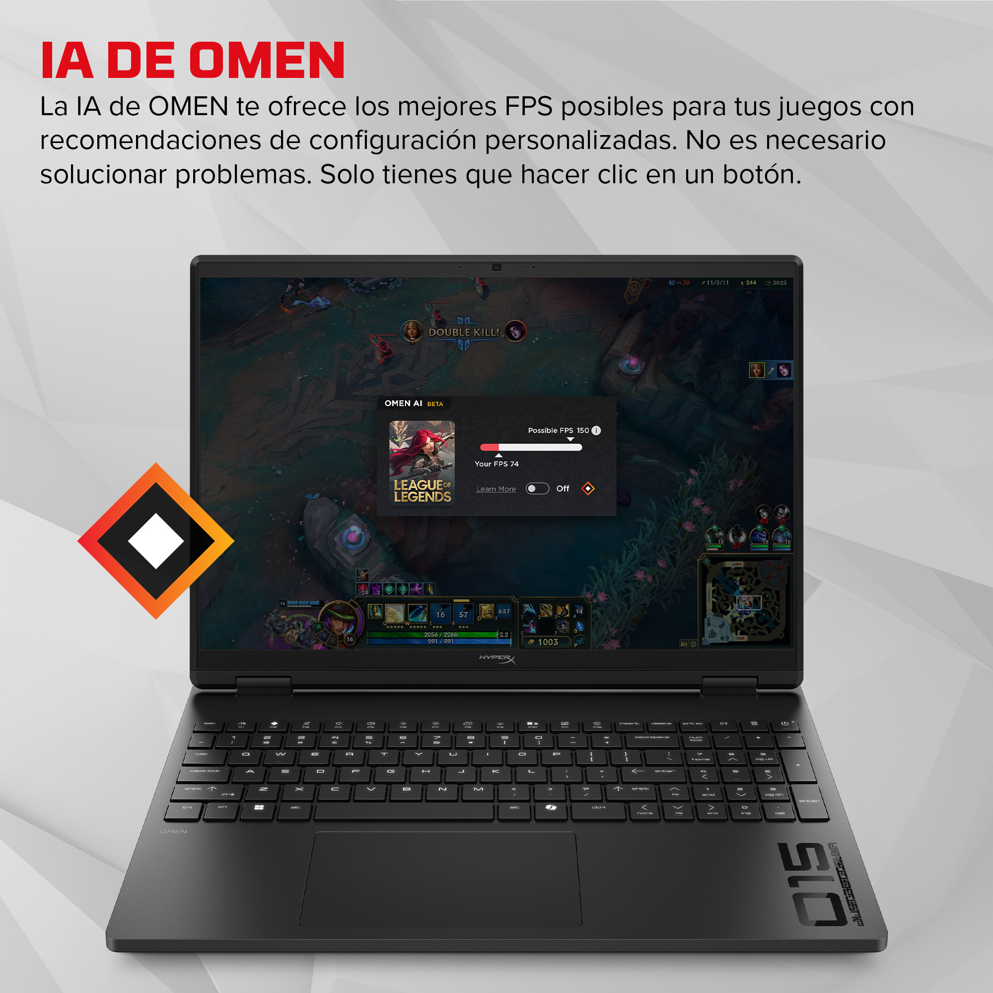 HP - Portátil Gaming HyperX OMEN 15-gb0002ns, Ryzen 7-260, 24GB, 1TB SSD, Nvidia GeForce RTX 5060 8GB, 15,3', W11, Sin cargador. - imagen 7
