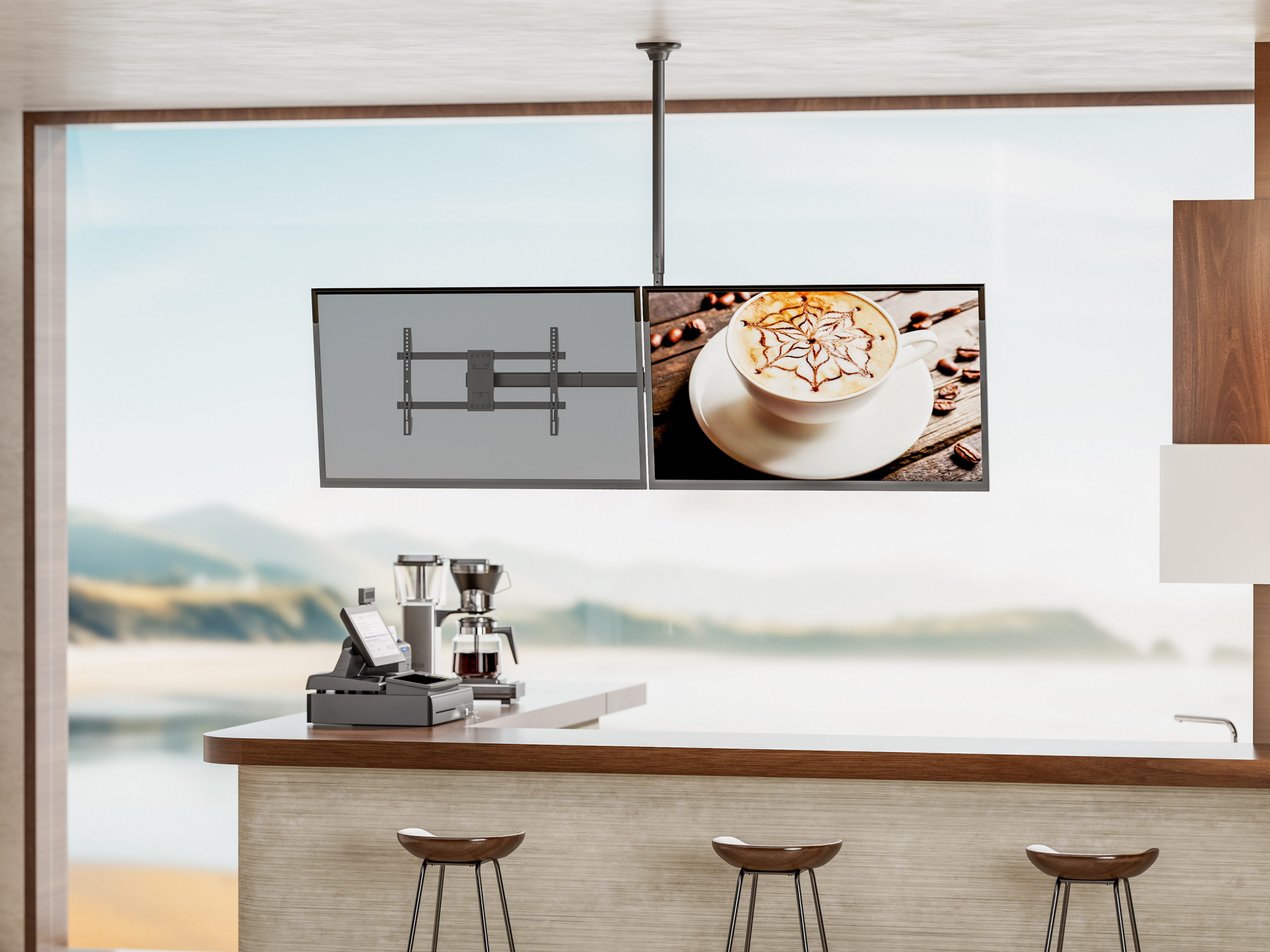 32"-60" Doppelbildschirm-Deckenhalterung