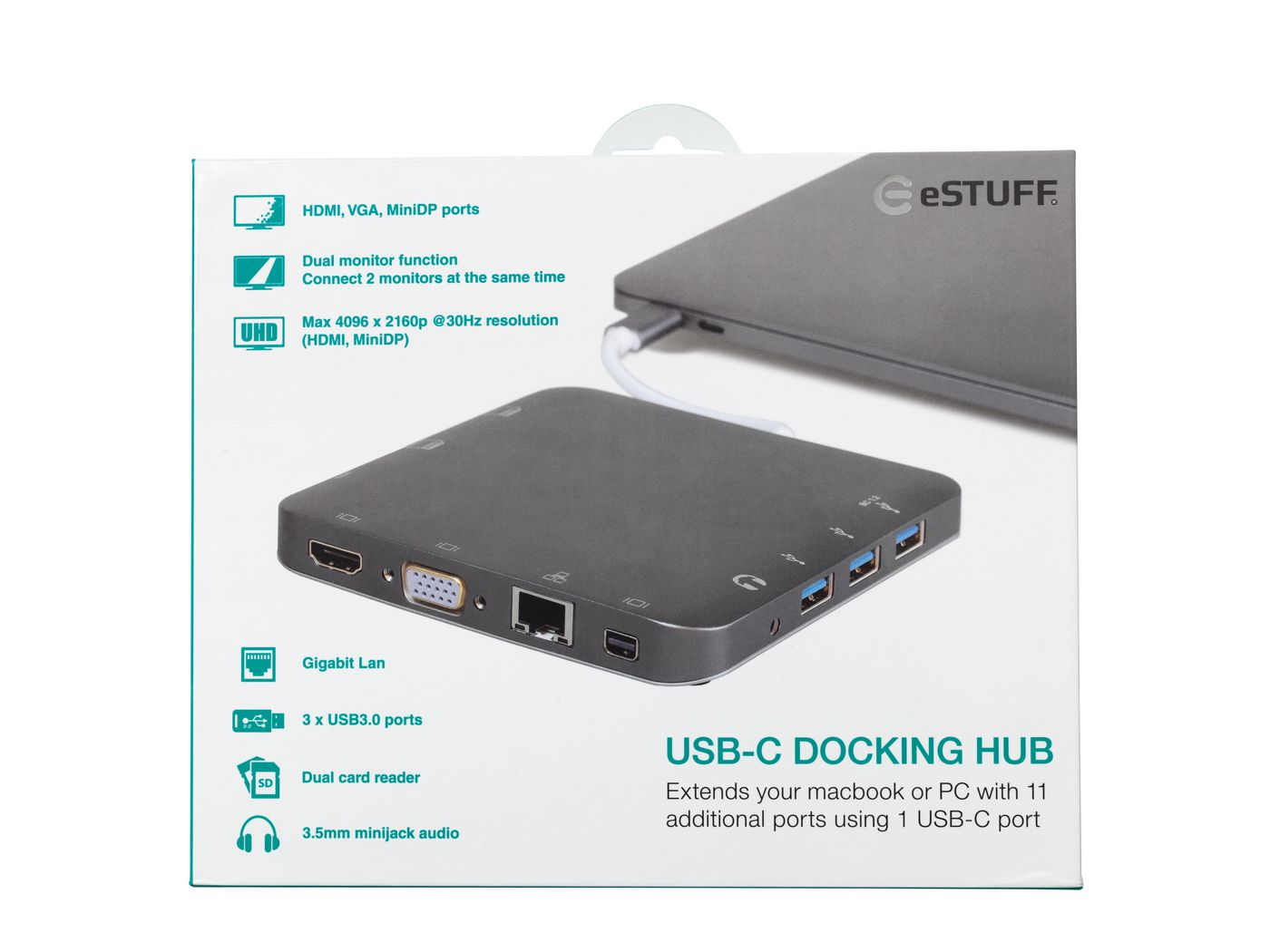 eSTUFF USB-C Docking Hub Grey – image 7
