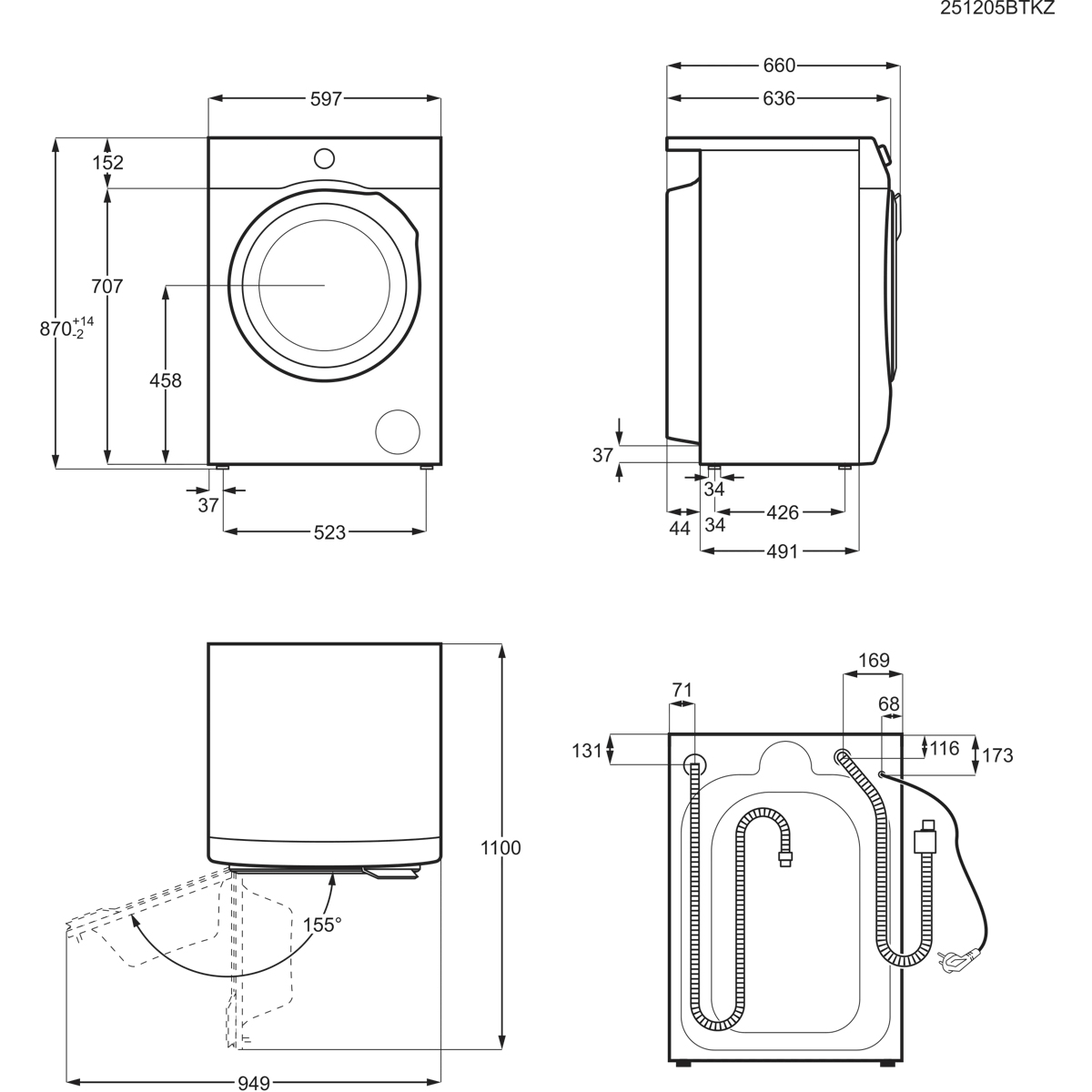 AEG Series 9000 LWR9E106AB washer dryer Freestanding Front-load White – image 8