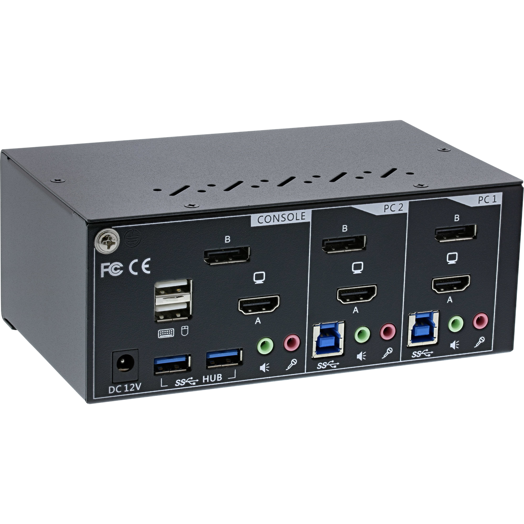 InLine KVM Desktop Switch, 2-port, Dual Monitor, DP+HDMI, 4K, USB 3.0, Audio – image 2