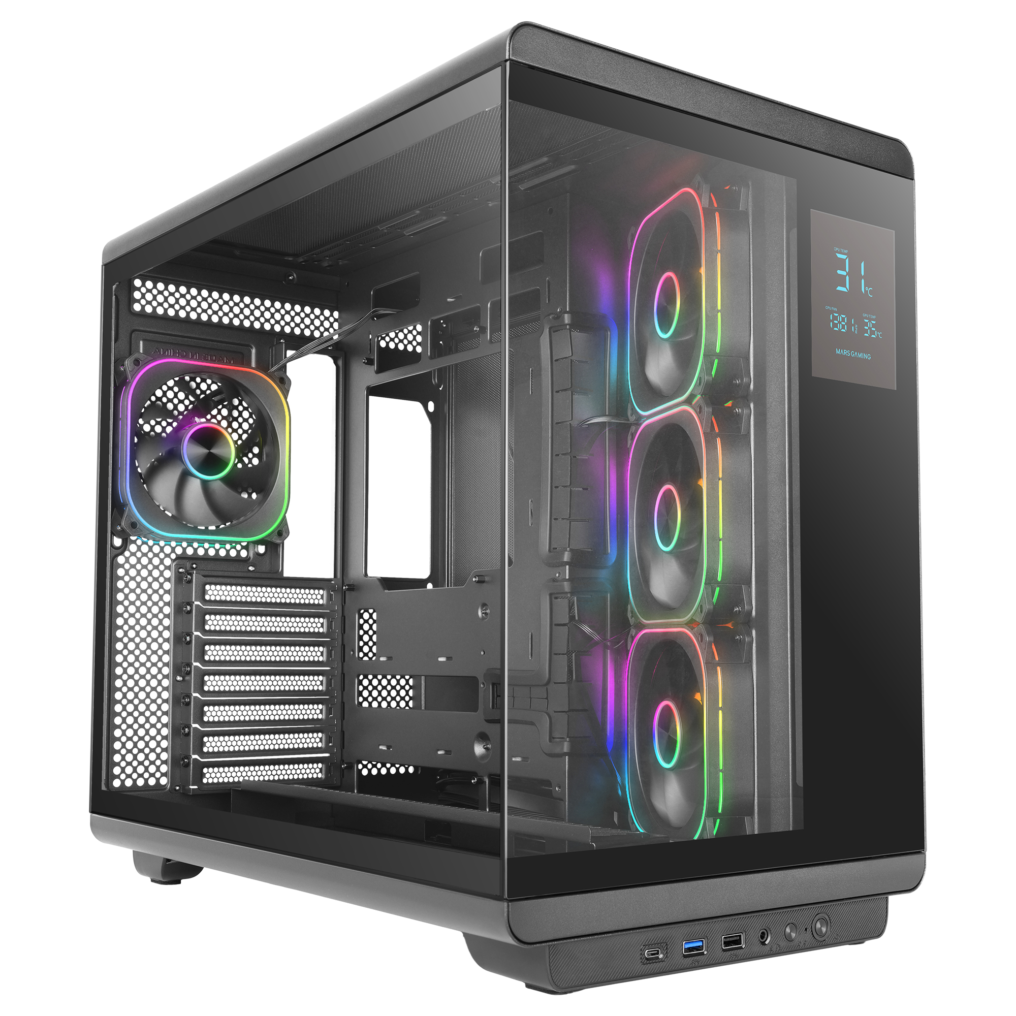 Mars Gaming MCREVMAX computer case Midi Tower Black image 1