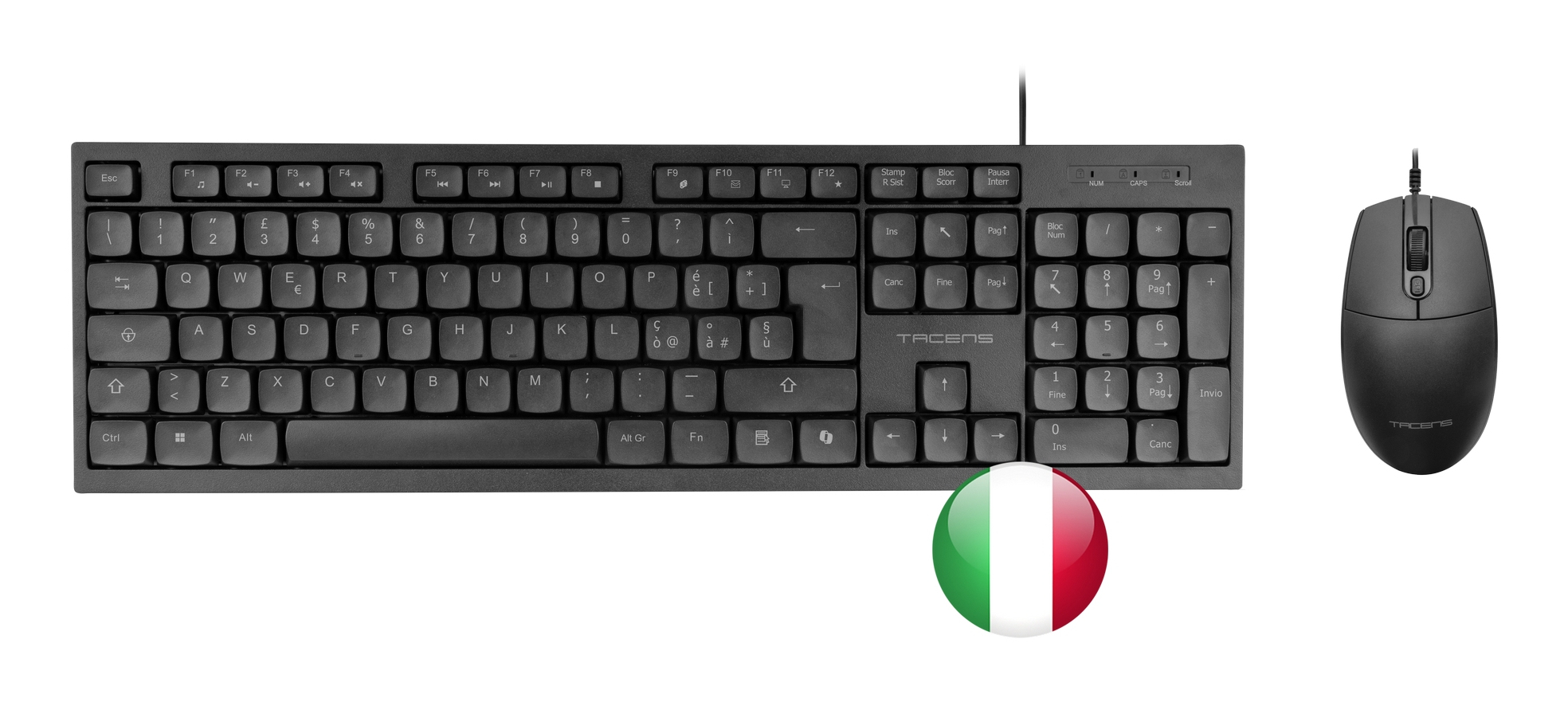 Tacens Anima ACP02IT keyboard Mouse included Home/Office USB QWERTY Italian Black – image 1