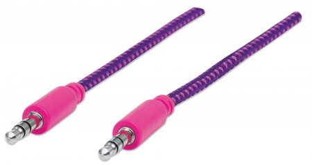 394116 CABLE ESTEREO A IPOD M-M 10M  TEXTIL ROSA/MORADO 10M BLISTER