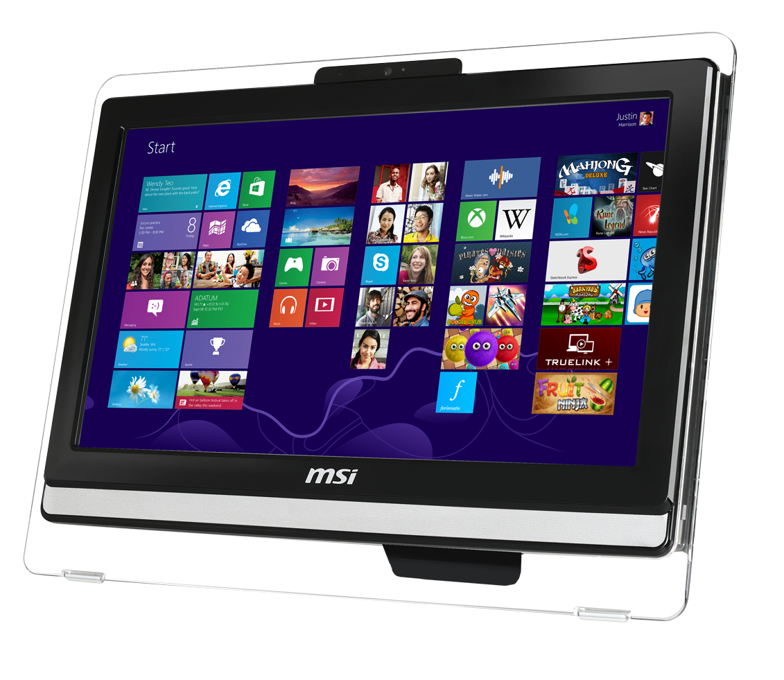 MSI Wind Top AE200-055XEU All-in-One PC/workstation AMD E E2-3800 49.5 cm (19.5″) 1600 x 900 pixels Touchscreen 4 GB DDR3-SDRAM 500 GB HDD Black image 1
