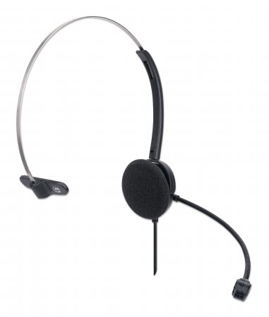 Manhattan Mono On-Ear Headset (USB), Microphone Boom (padded), Retail Box Packaging, Adjustable Headband, In-Line Volume Control, Ear Cushion, USB-A for both so – image 2
