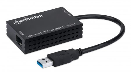 Manhattan USB-A to SFP Fibre Optic Converter, 5 Gbps (USB 3.2 Gen1 aka USB 3.0), Gigabit (1000 Mbps) Ethernet Optical Network Connection, Open SFP Slot, Equival