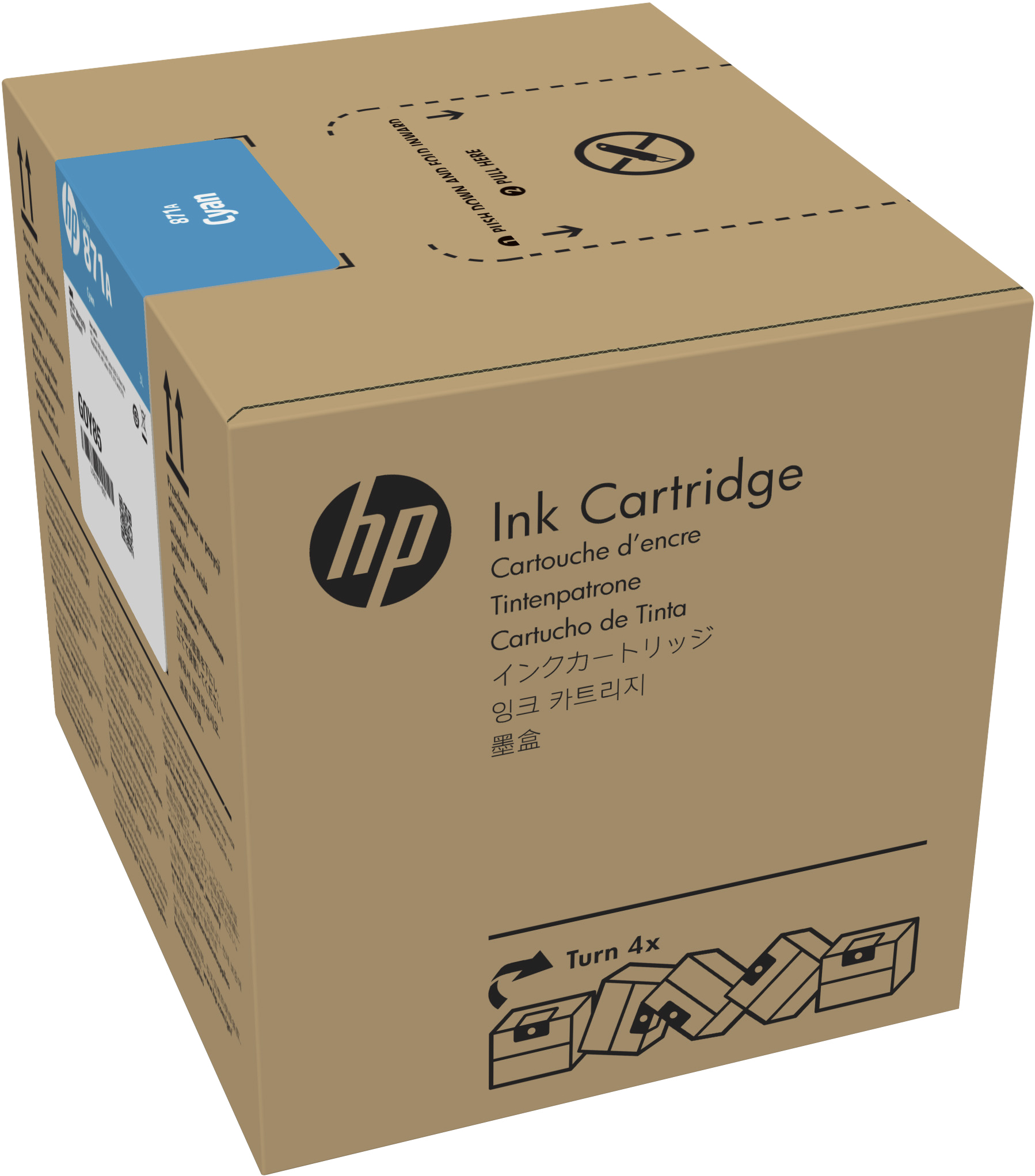 Tinta hp latex 871a 3 litros color cian
