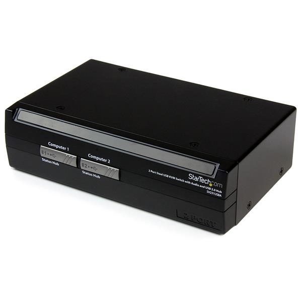 StarTech.com 2 Port Steel USB KVM Switch with Audio and USB 2.0 Hub
