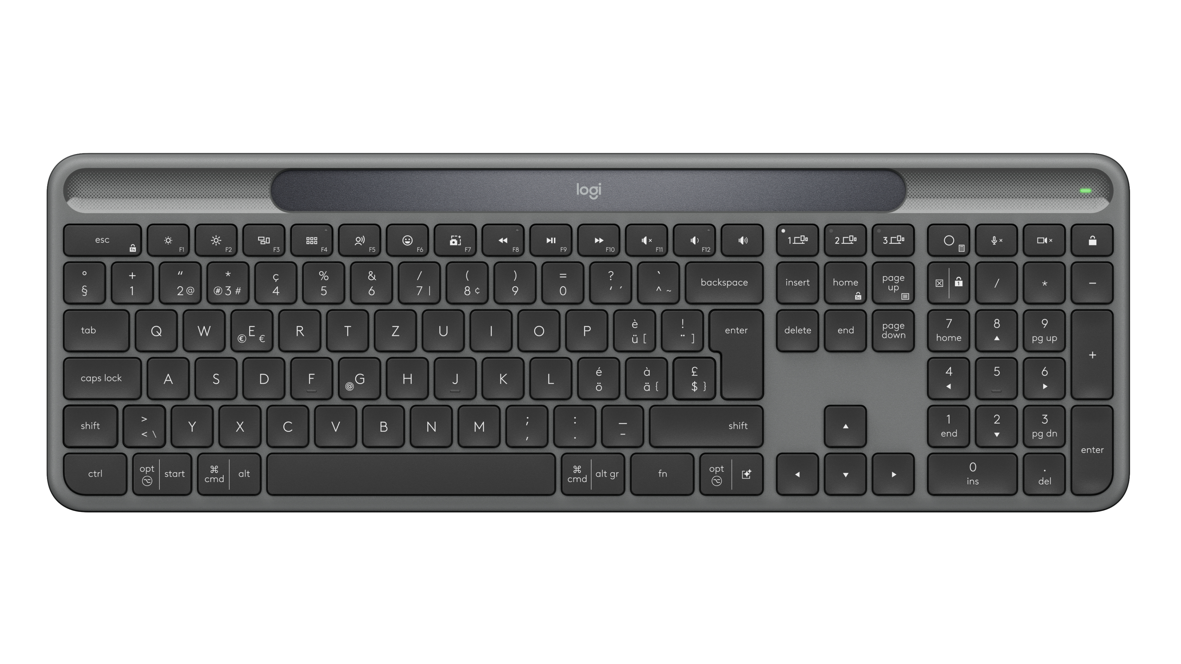 Logitech Signature Slim Solar+ K980 keyboard Universal RF Wireless + Bluetooth QWERTZ Swiss Graphite