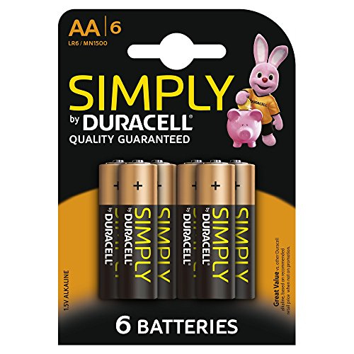 Duracell Simply Alkaline Pack of 6 AA Batteries
