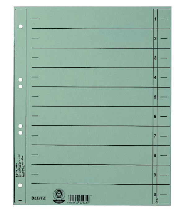 Leitz 16580030 intercalare Indice a linguetta numerico Cartoncino Blu