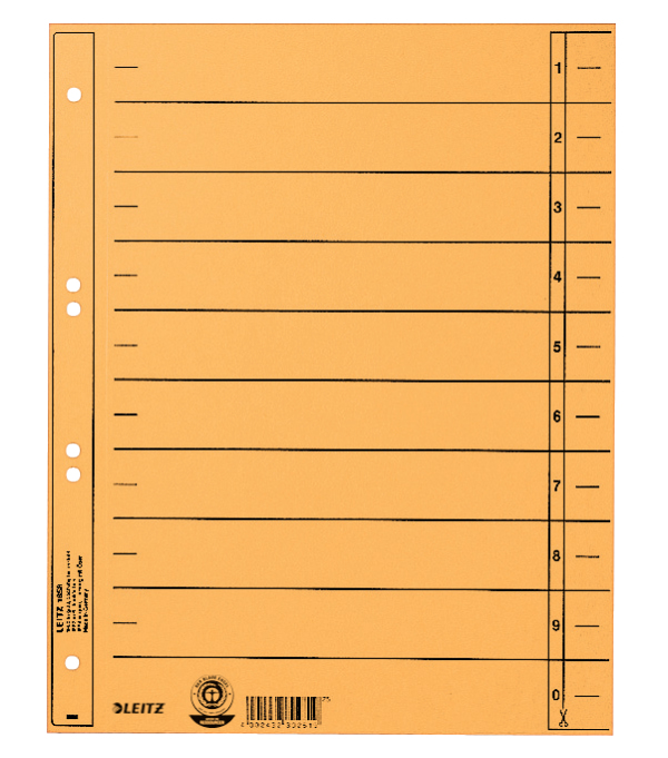 Leitz 16580015 intercalare Indice a linguetta numerico Cartoncino Giallo