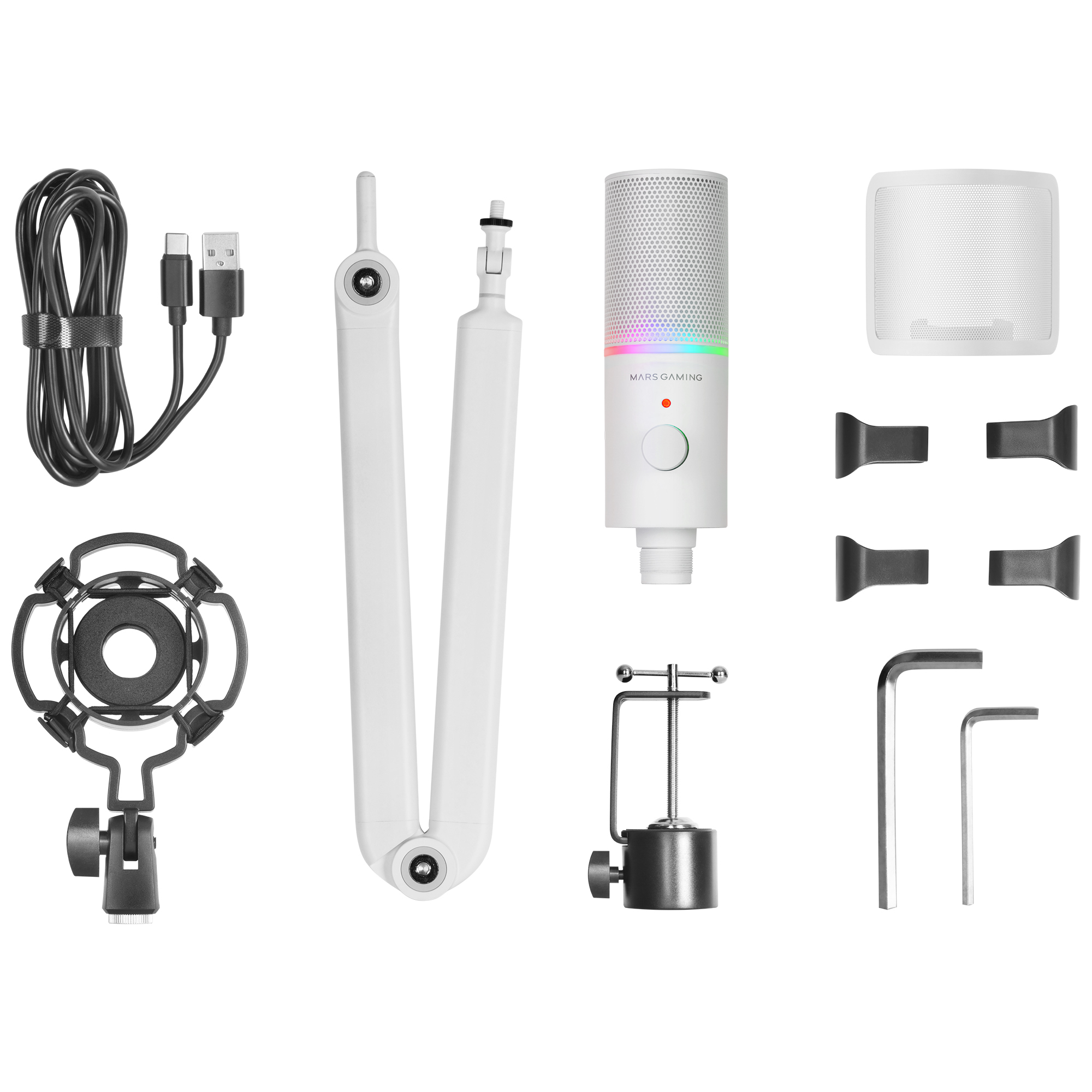 Mars Gaming MMIC-XT, Professional High Definition 192Khz 24-bit Studio Microphone, Omnidirectional Arm, Anti Shock Mount, Pop Filter Metal Mesh, White – image 6