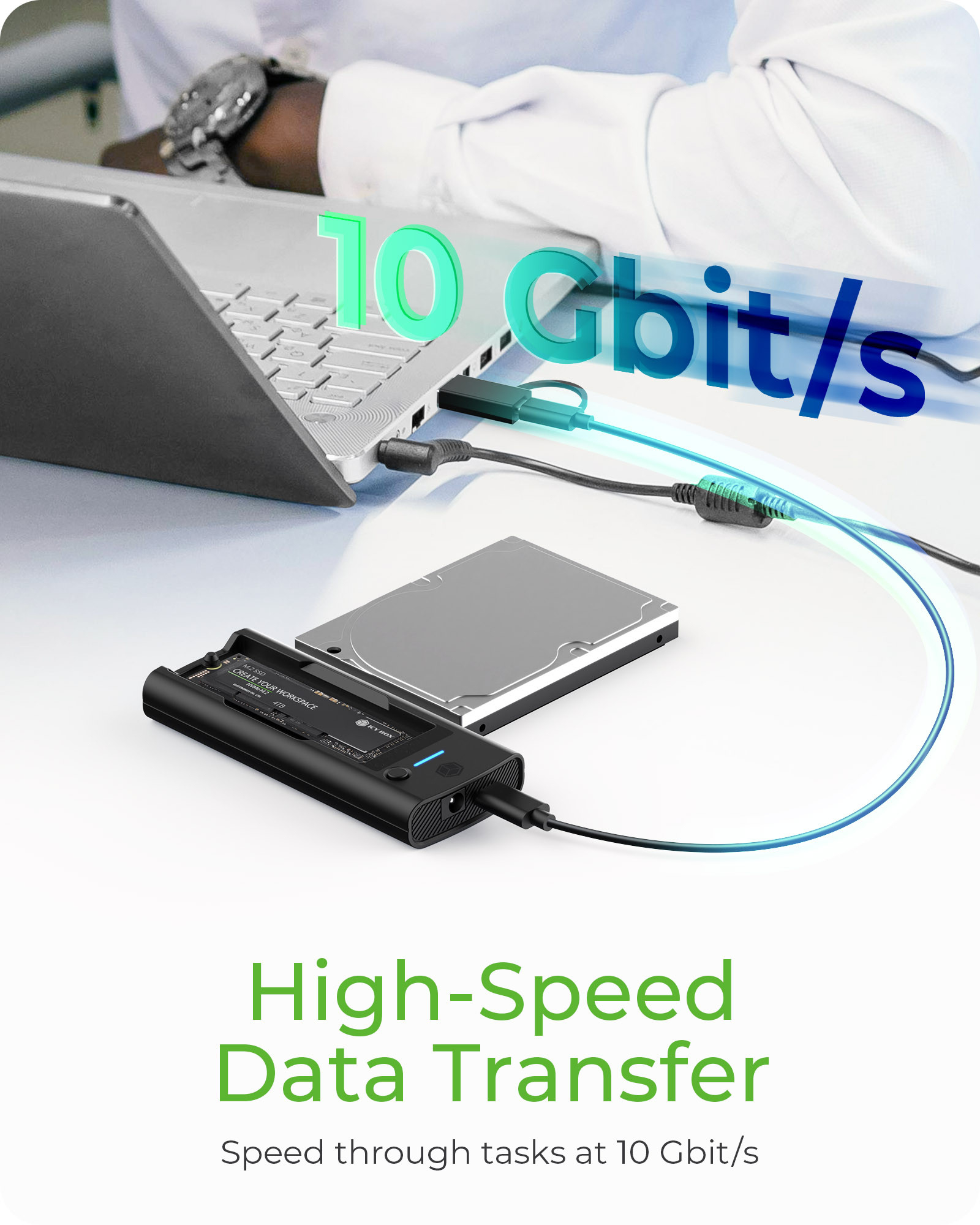 ICY BOX IB-180MS-C31 USB 3.2 Gen 2 (3.1 Gen 1) Type-C Black – image 1