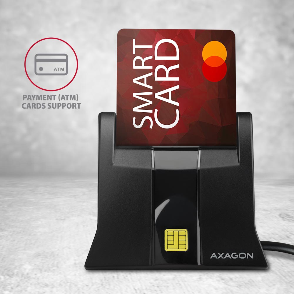 Axagon CRE-SM4 smart card reader Indoor USB USB 2.0 Black – image 3