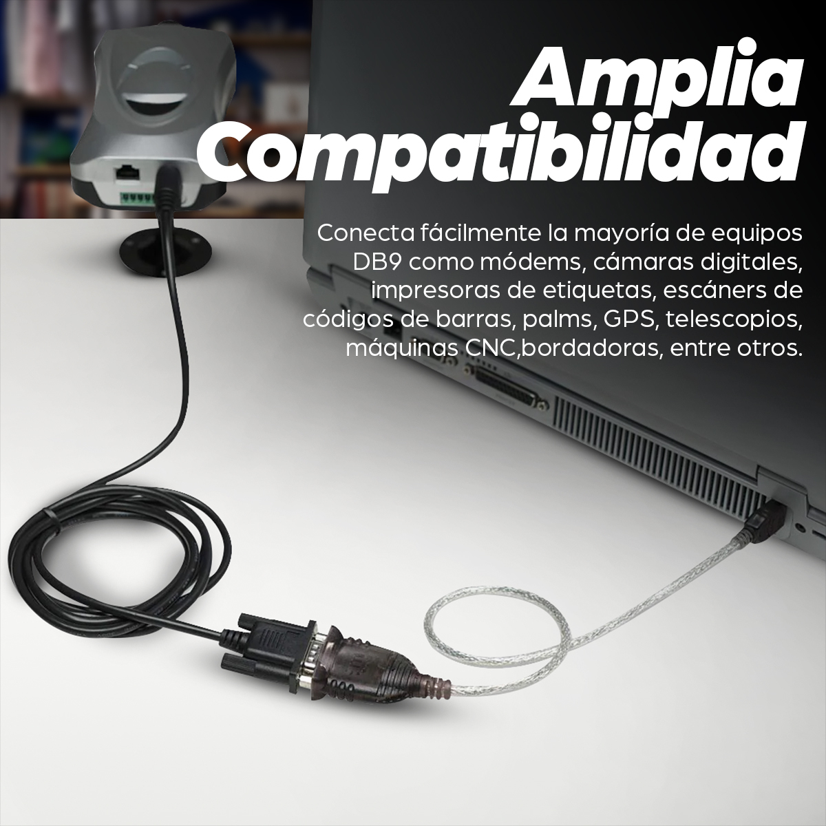 Convertidor 45cm USB-A 2.0 a Serial DB9, Manhatan 205153, Color Plateado