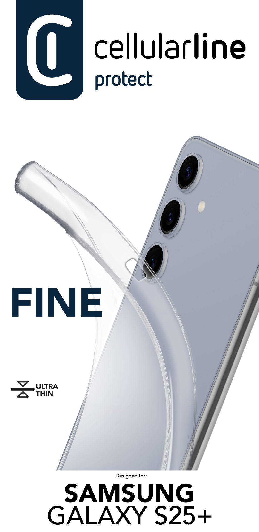 Cellularline Fine - Galaxy S25 Cover in gomma morbida ultra sottile e trasparente
