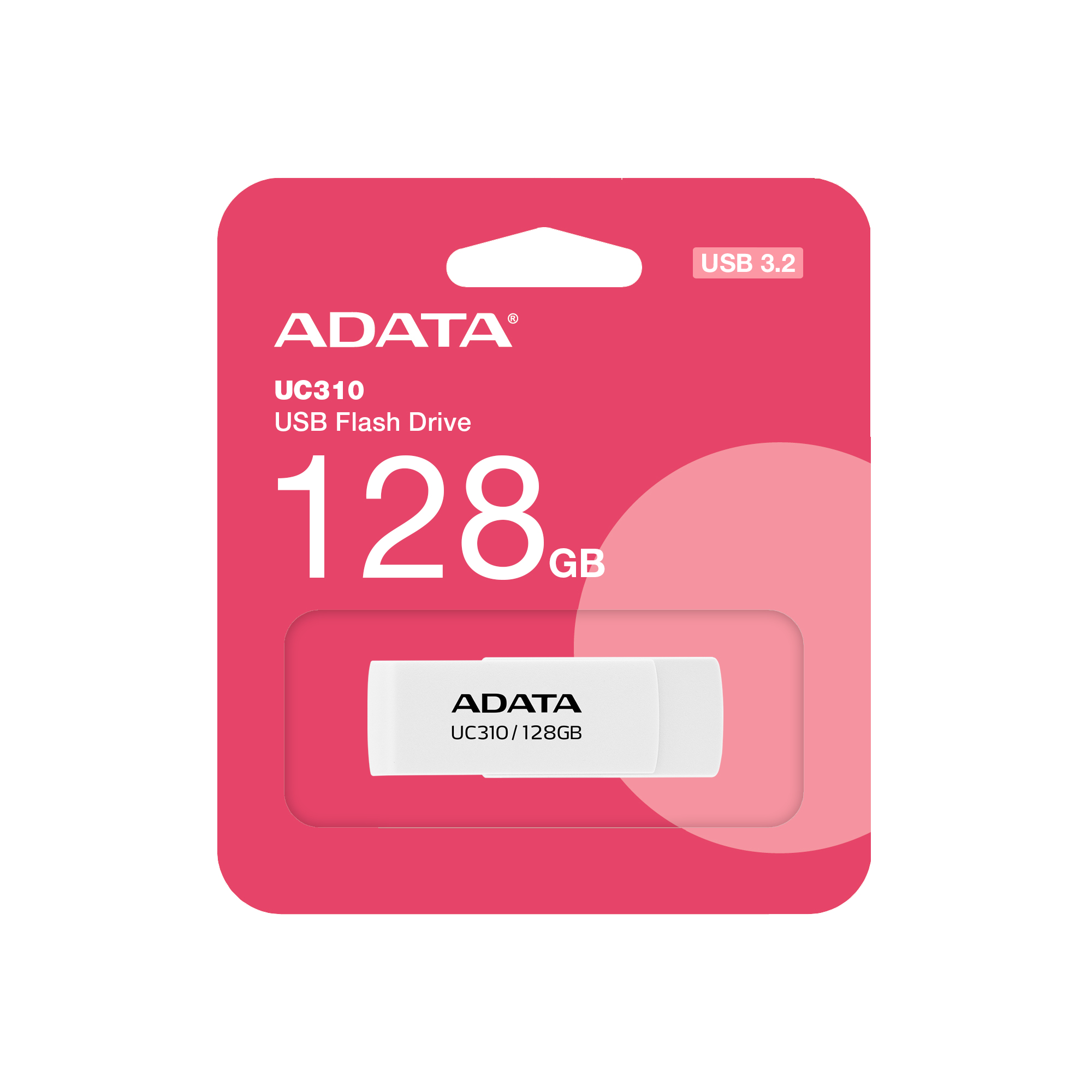 Memoria USB ADATA UC310 - 128GB - USB 3.2 - Blanco - UC310-128G-RWH