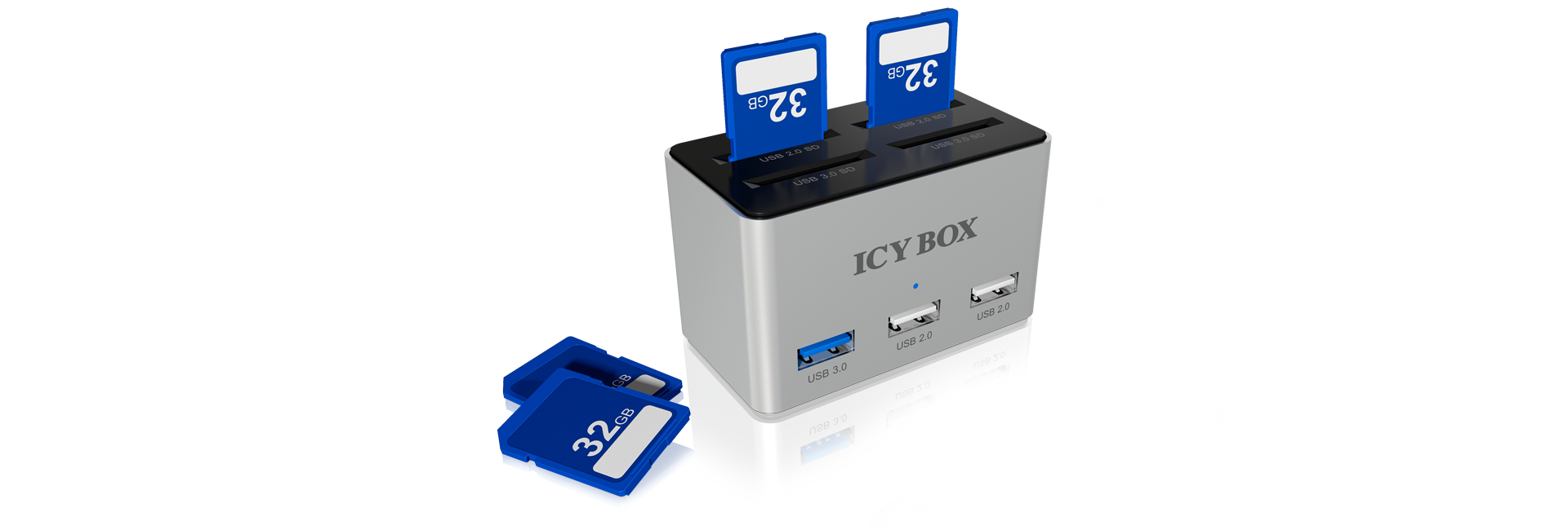 ICY BOX IB-880 card reader USB Black, Silver