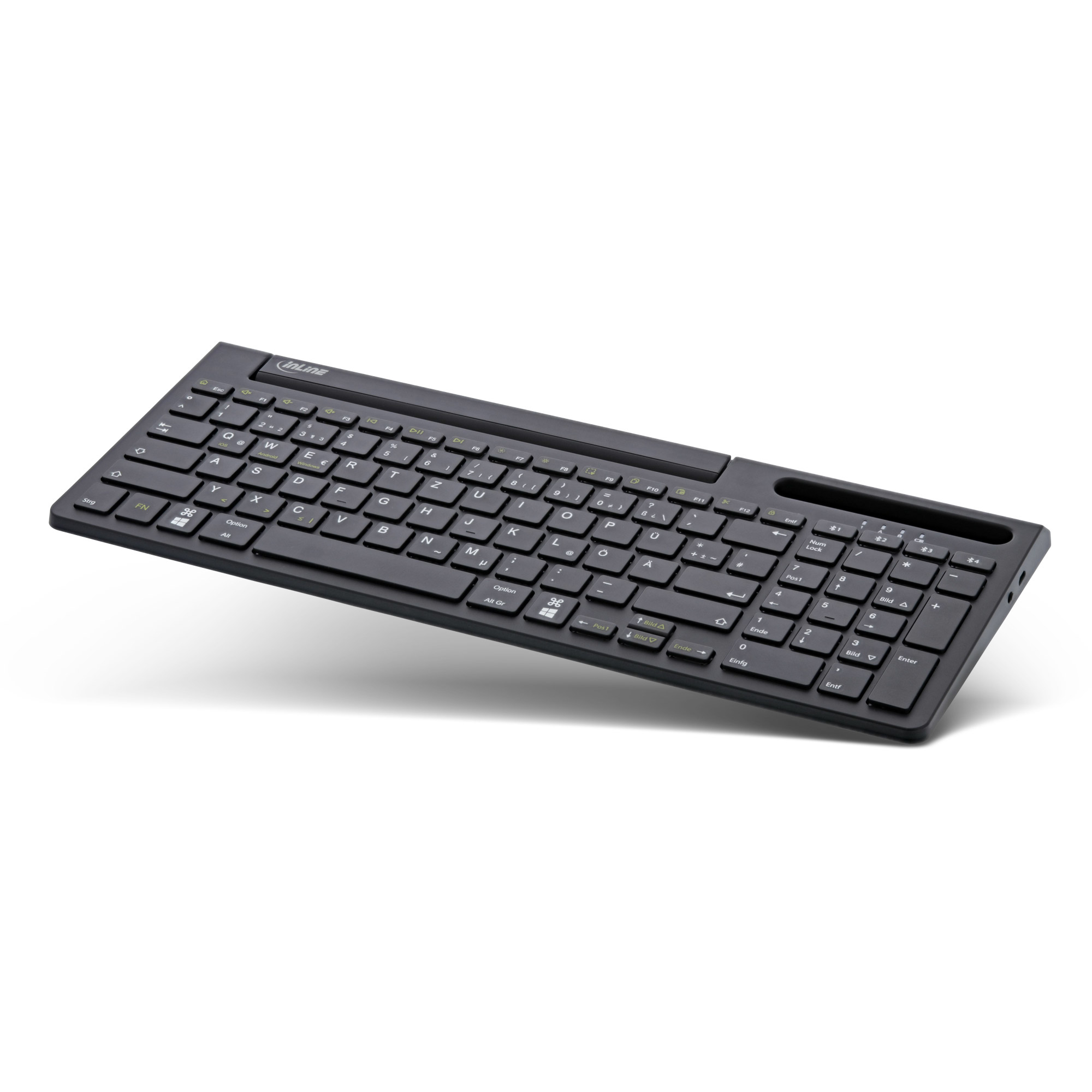 InLine Bluetooth Alu Keyboard with Number Pad, for 4 Bluetooth devices, black – image 1