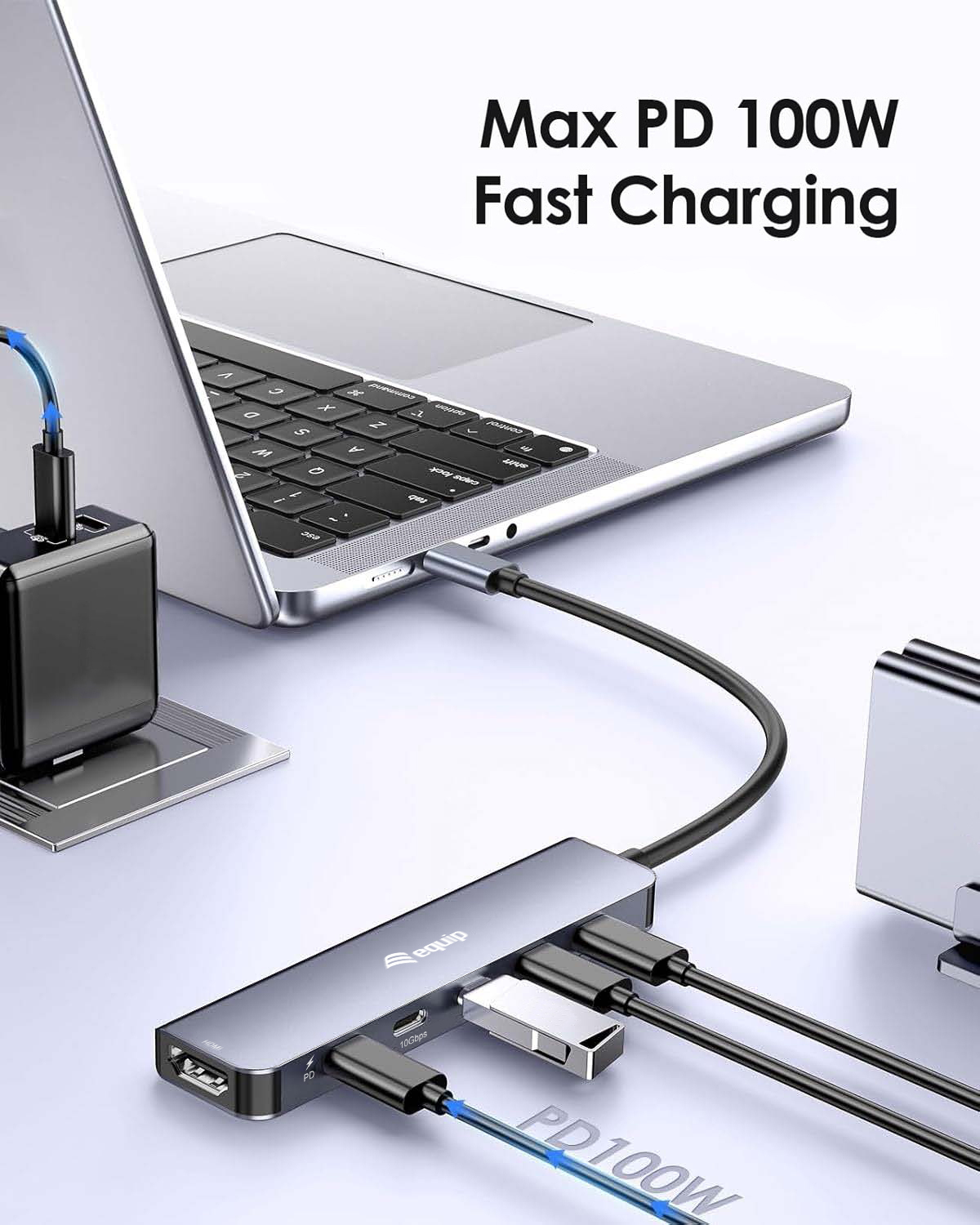 Equip USB-C 6 in 1 Multifunctional Adapter, HDMI 4K/60Hz, USB-C Gen2 x 4 (10Gbps), 100W USB PD – image 6