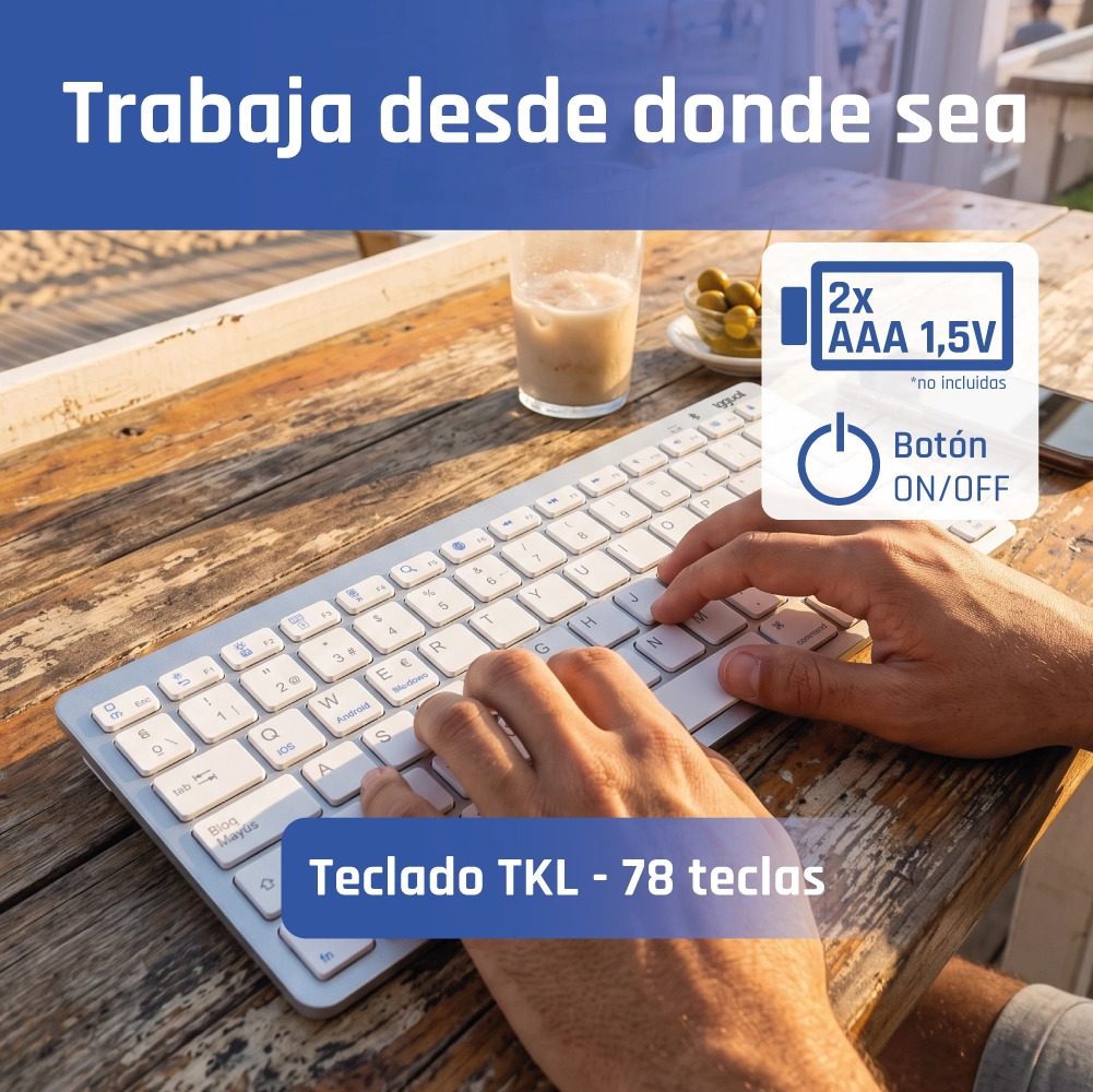 iggual TKL-BK keyboard Universal Bluetooth QWERTY Spanish Silver – image 3