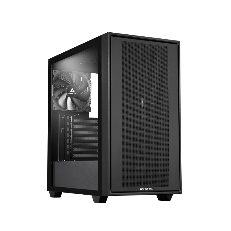 Chieftec Midi Tower GS-03B-BLK-OP, Schwarz Nero