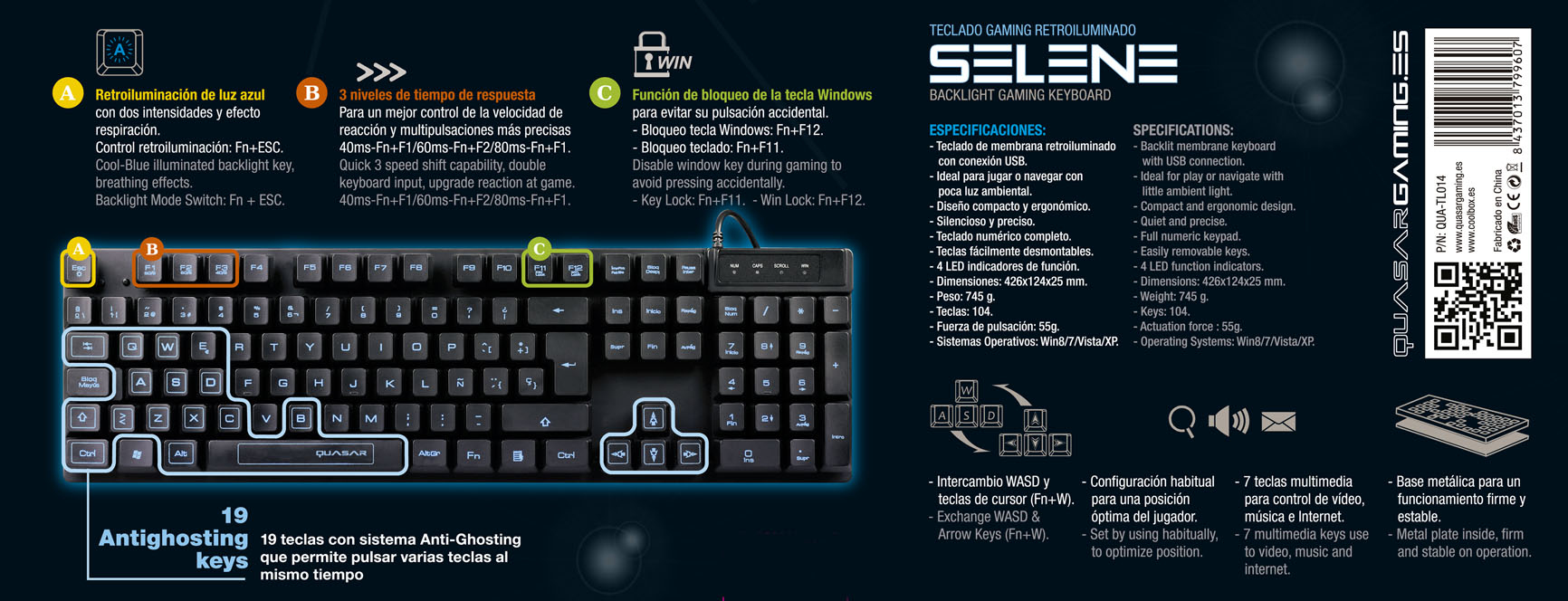 CoolBox Selene keyboard Gaming USB Black – image 4
