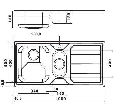 صورة حوض Whirlpool AM 1050 IX/LH علوي مزدوج من الستانلس ستيل