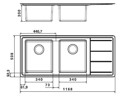 صورة Whirlpool AM 1151 IXL/LH حوض ستانلس ستيل علوي بمستويين للغسيل وسطح تصريف